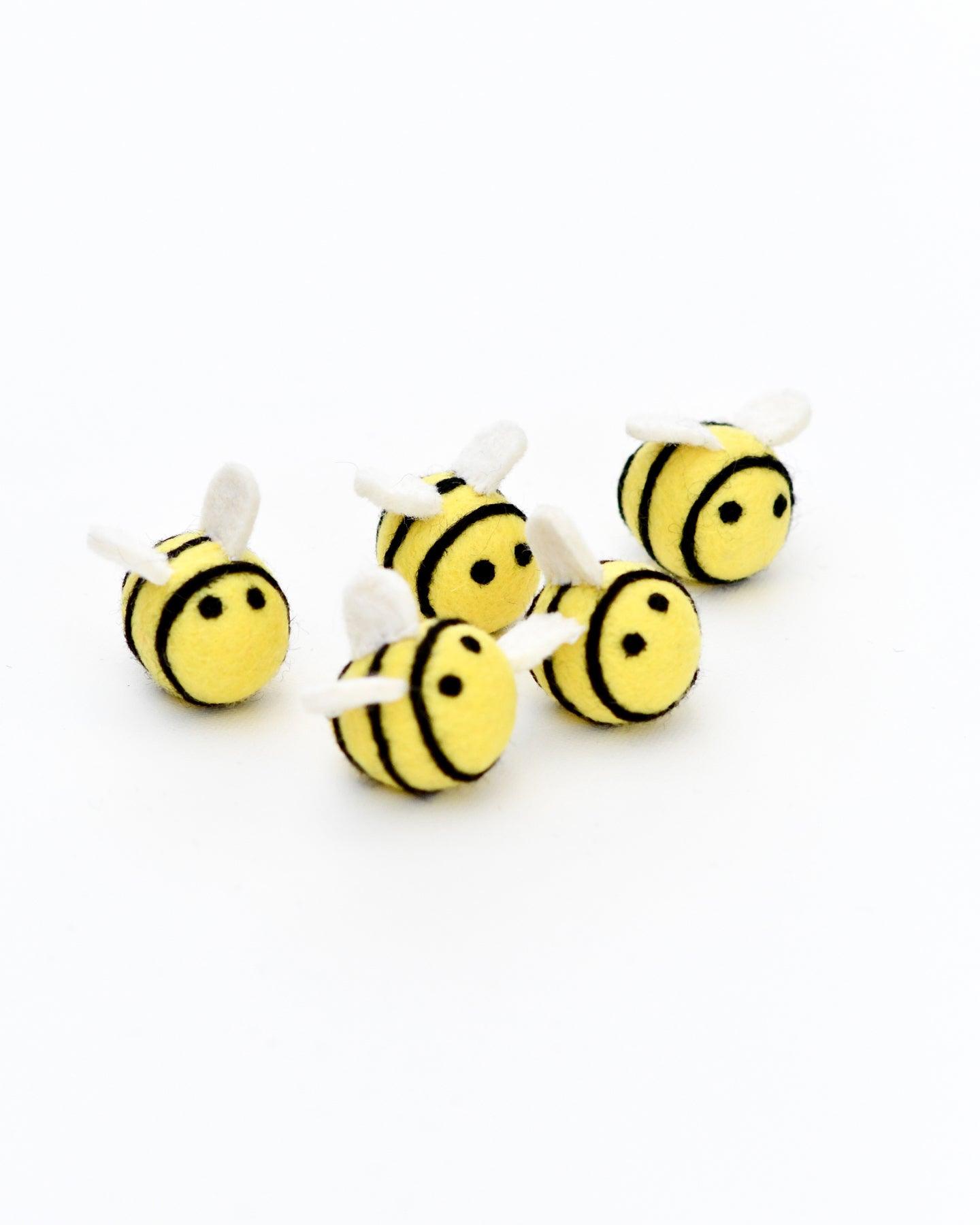 Felt Bees Loose Parts - 5 Bees - Tara Treasures