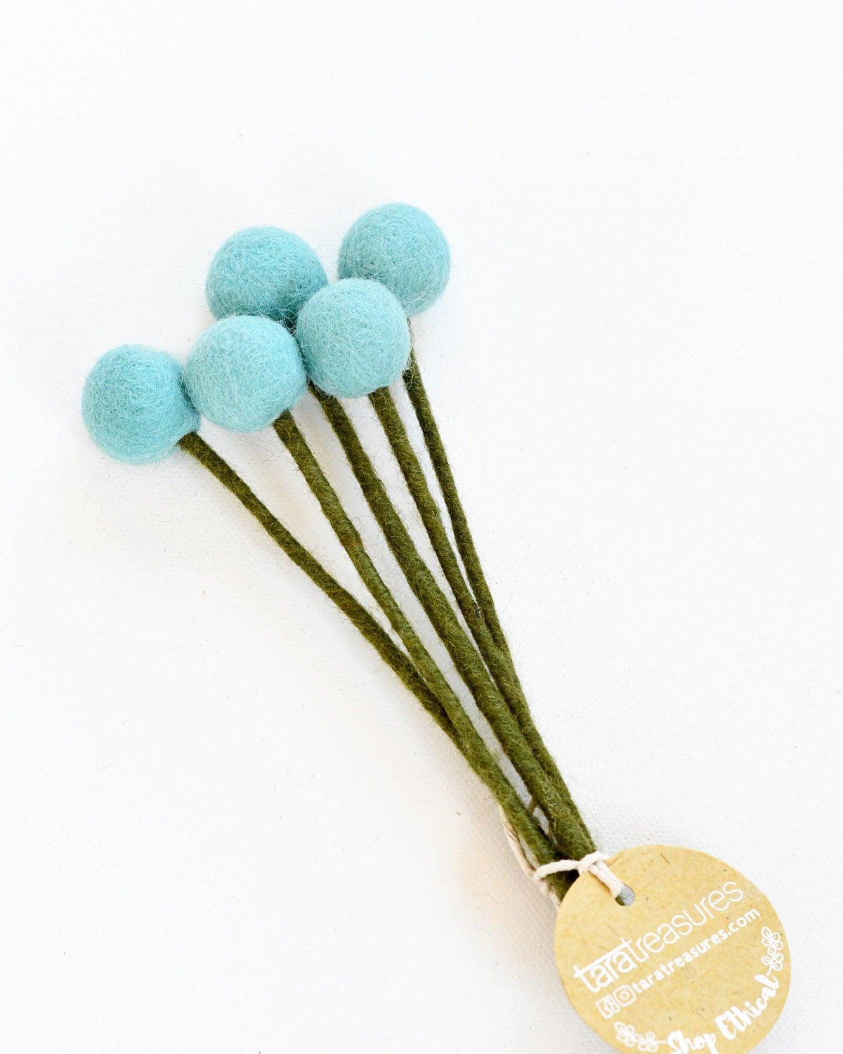 Felt Sky Blue Billy Buttons - Set of 5 Stems – Tara Treasures