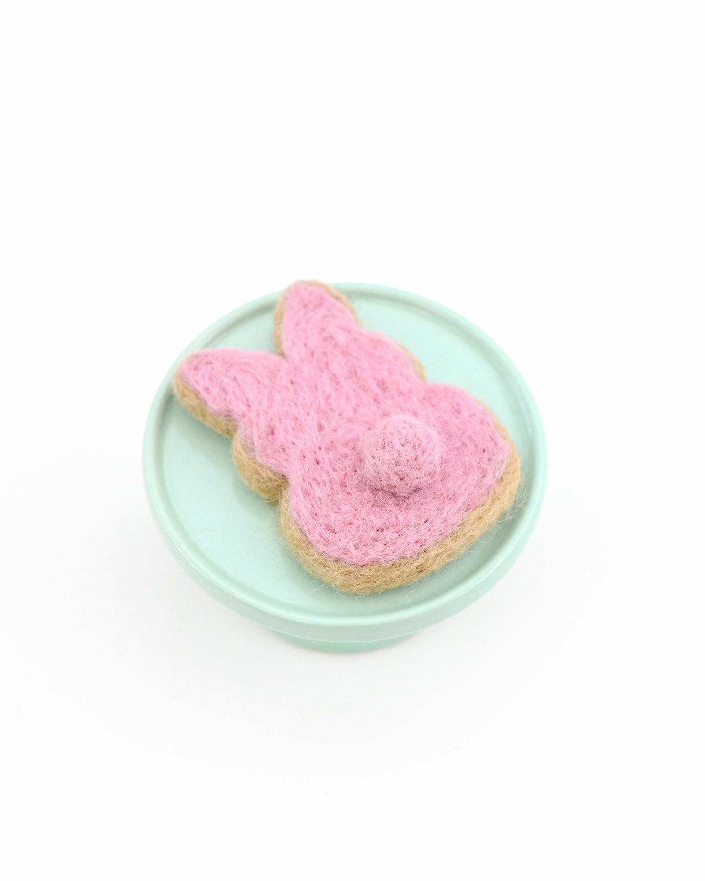 Felt Pink Easter Bunny Cookie - Tara Treasures