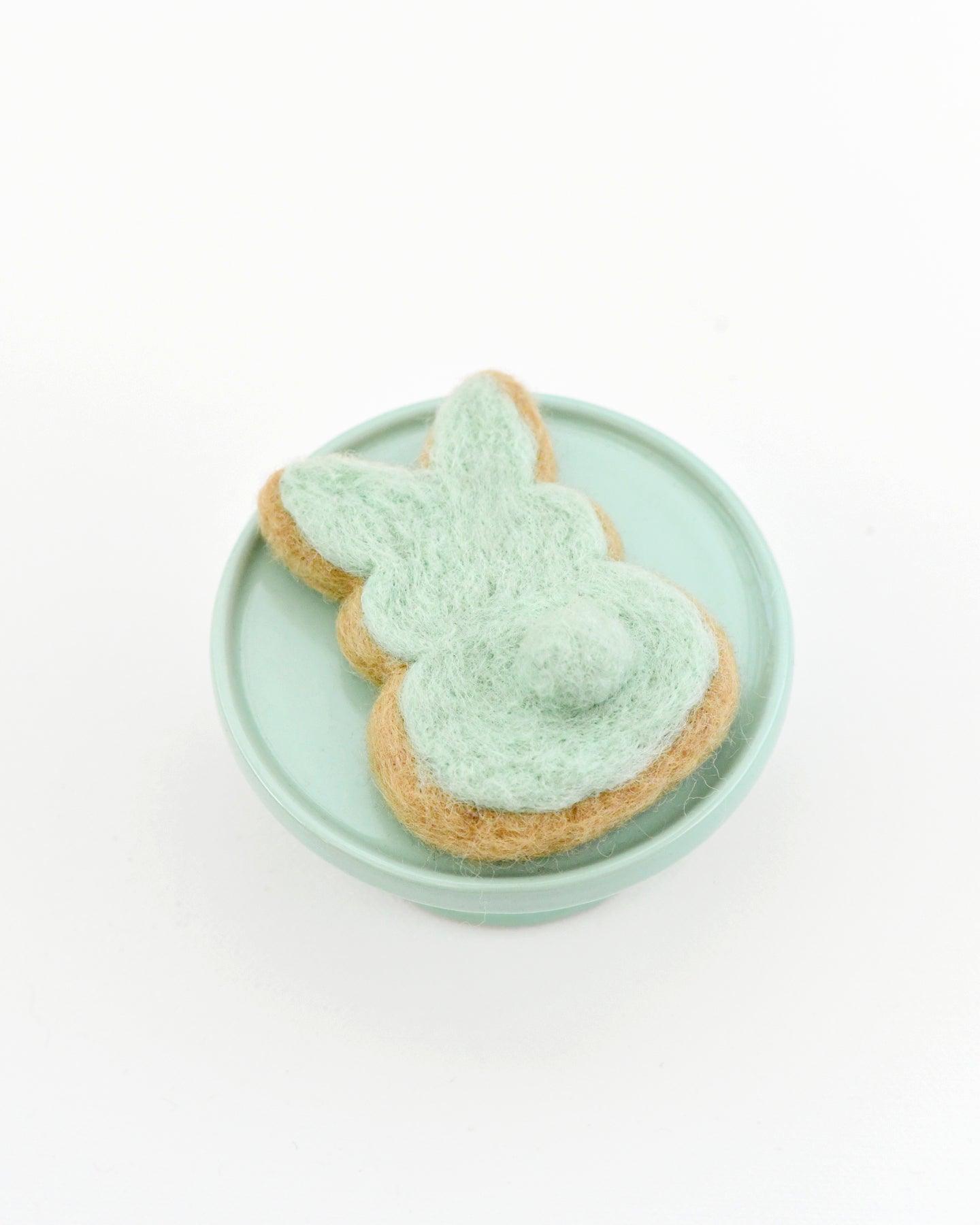 Felt Mint Green Easter Bunny Cookie - Tara Treasures