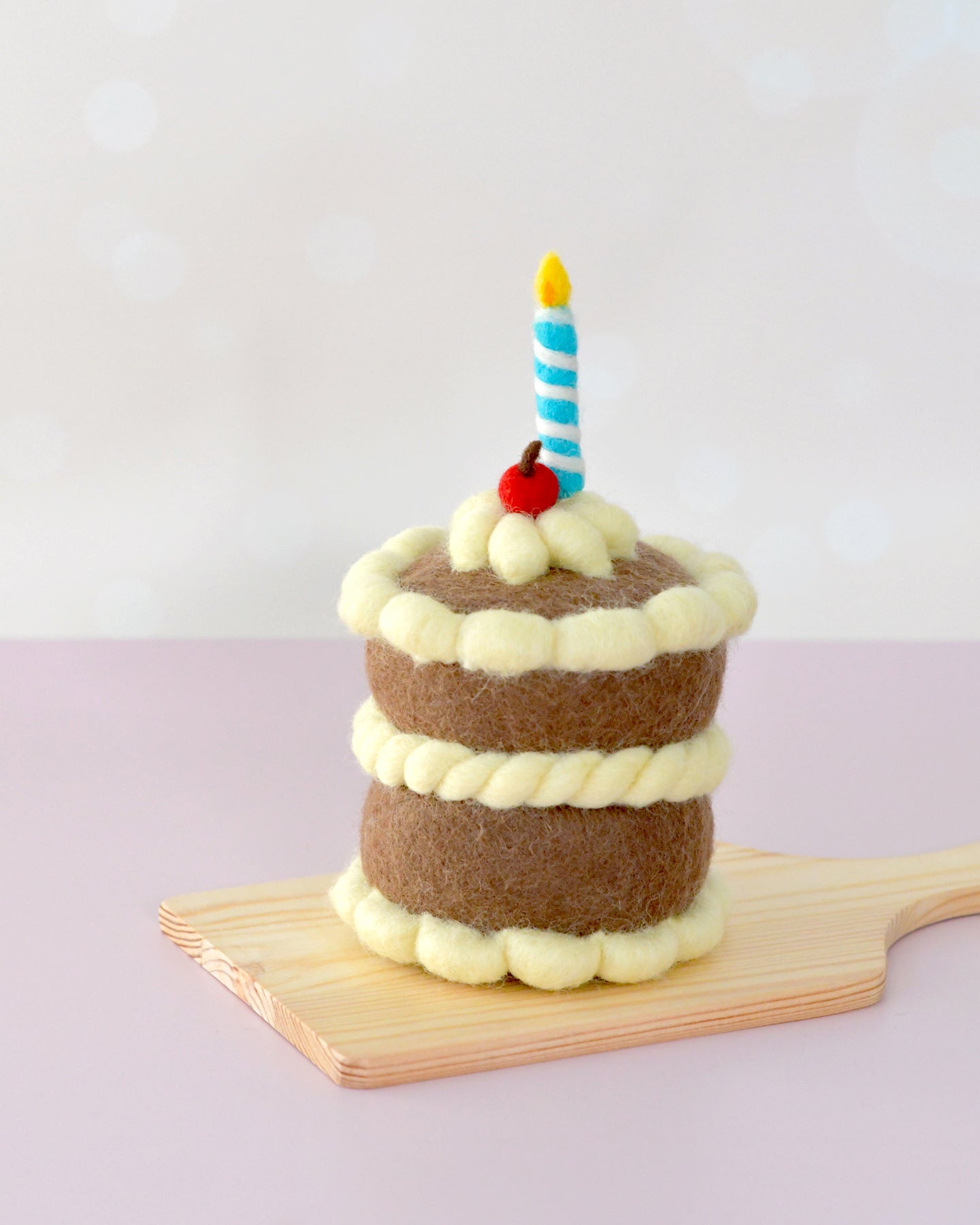 Felt Chocolate Shortcake Birthday Cake with Candle | Tara Тreasures