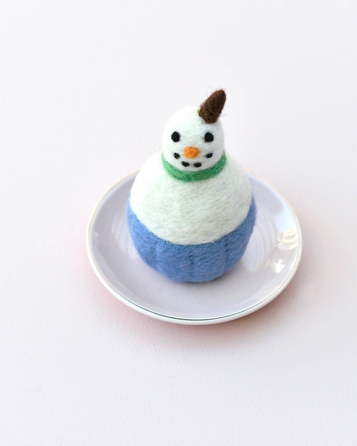 Felt Cupcake - Snowman - Tara Treasures