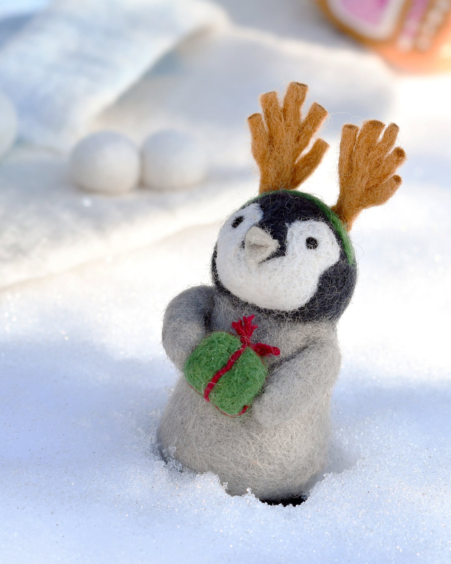 Felt Penguin with Present Toy