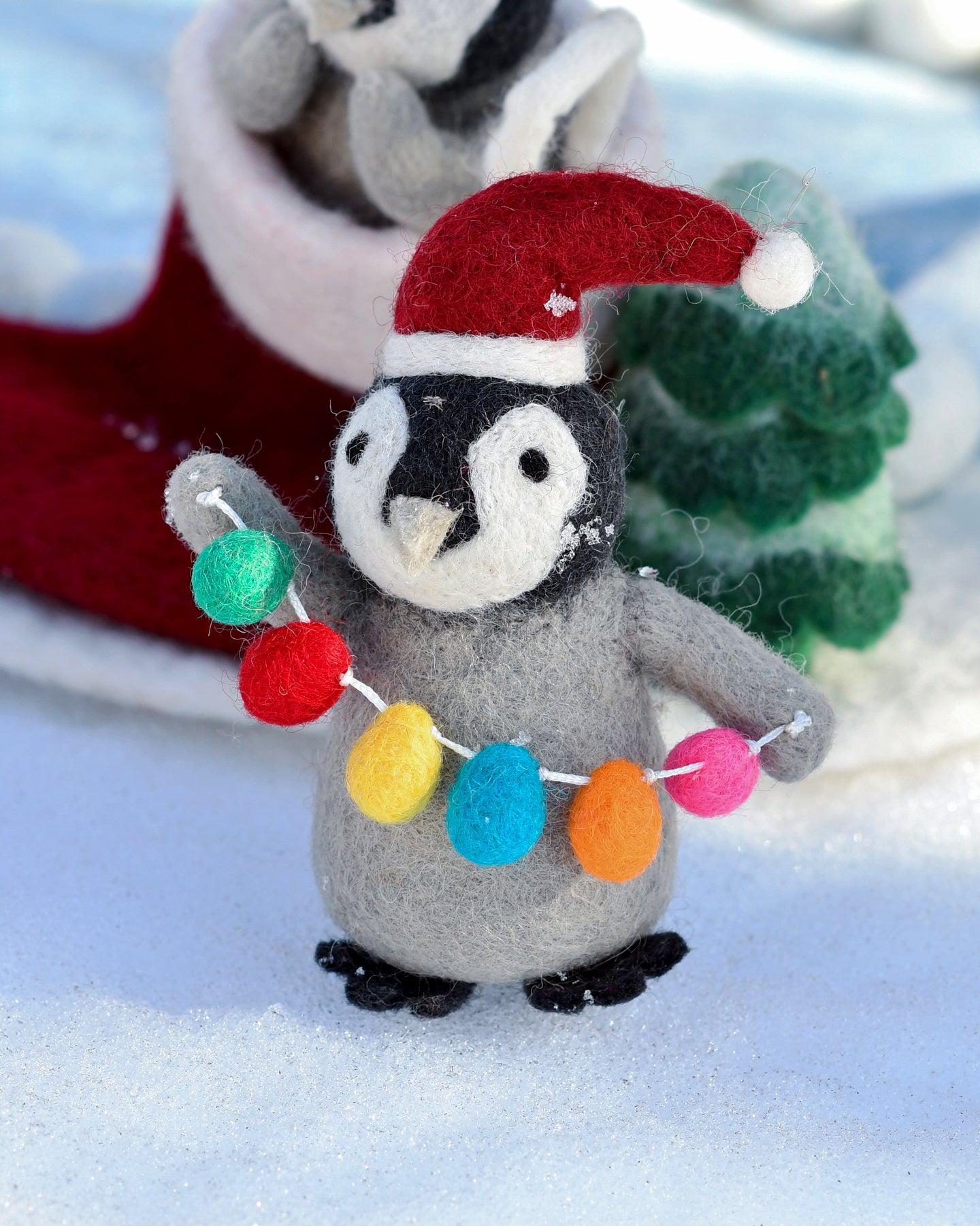 Felt Penguin with Festoon Light Bulbs Toy