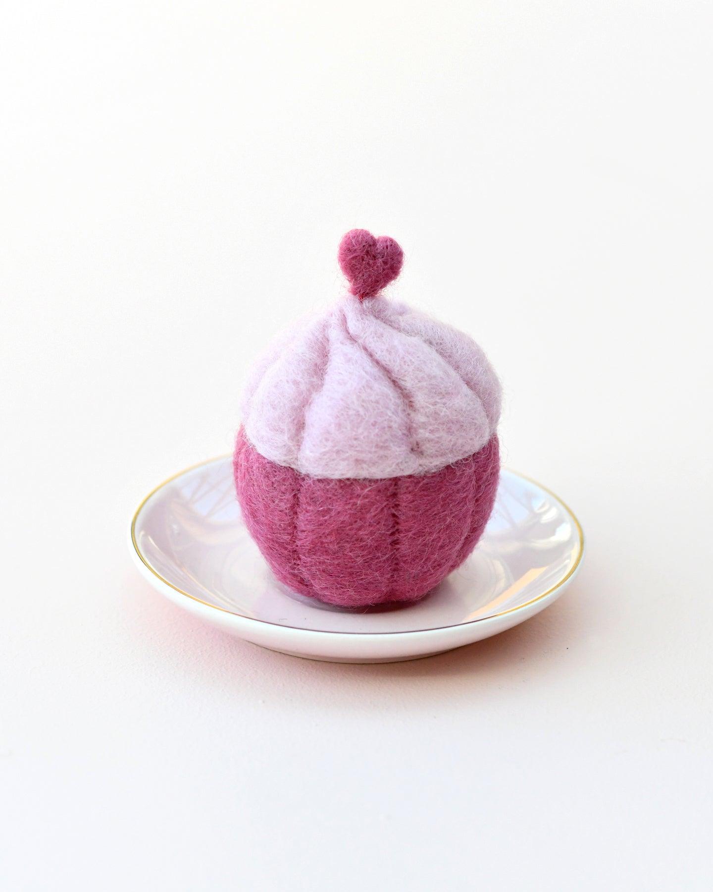 Felt Cupcake - Pink Heart - Tara Treasures