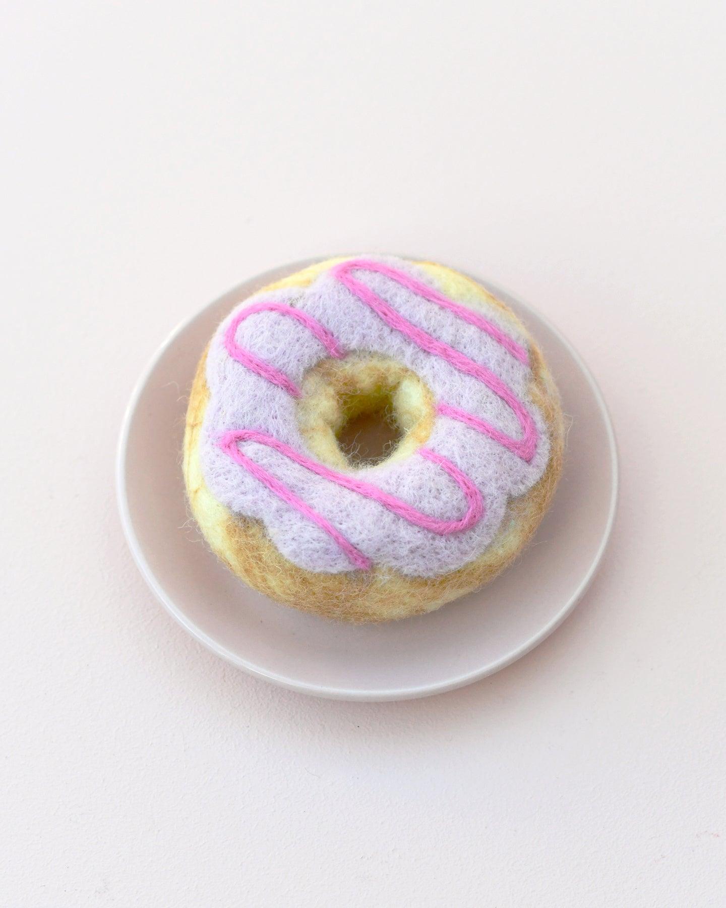 Felt Doughnut (Donut) with Pastel Frosting and Pink Drizzle - Tara Treasures