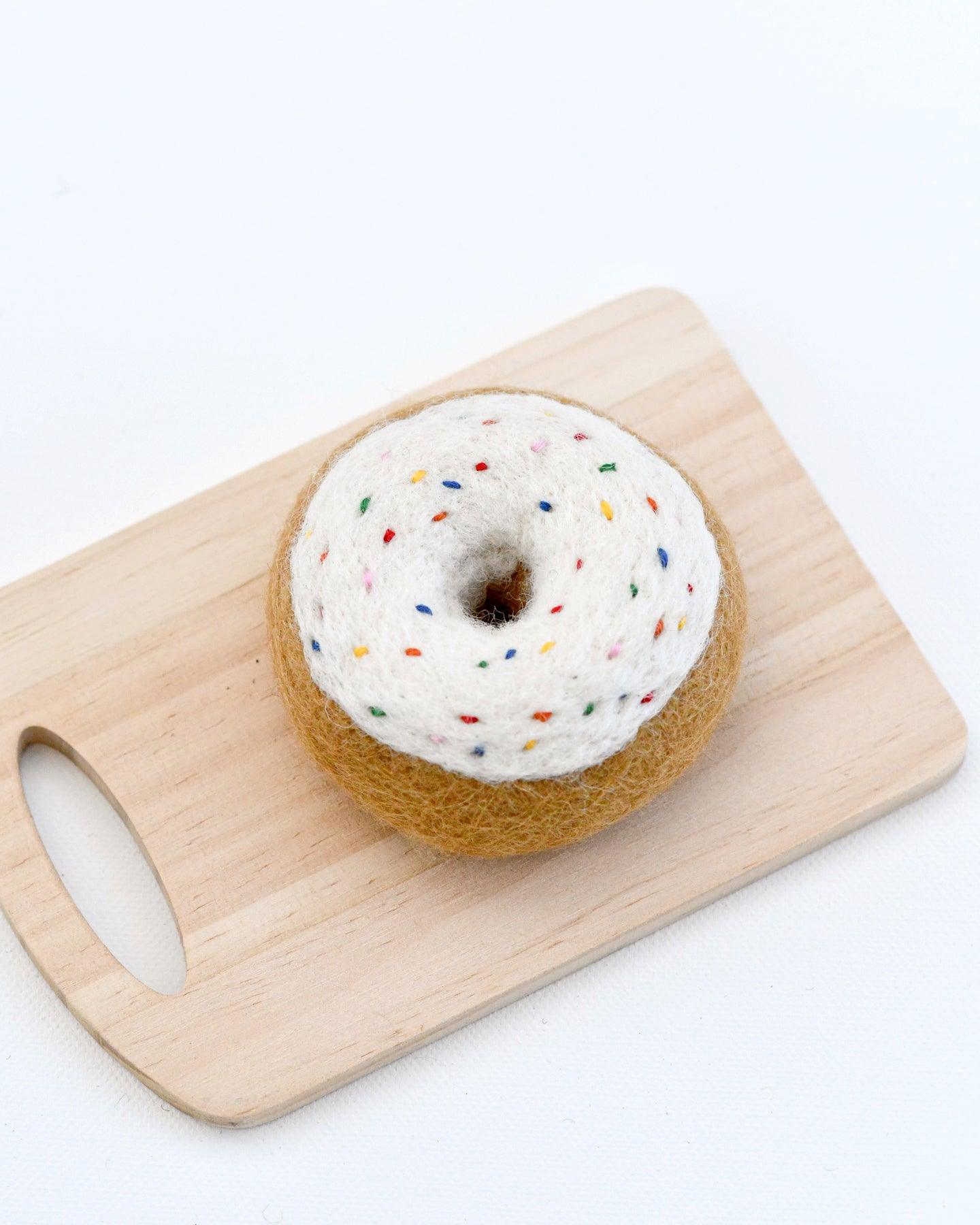 Felt Doughnut (Donut) with Classic Glaze and Rainbow Sprinkles - Tara Treasures