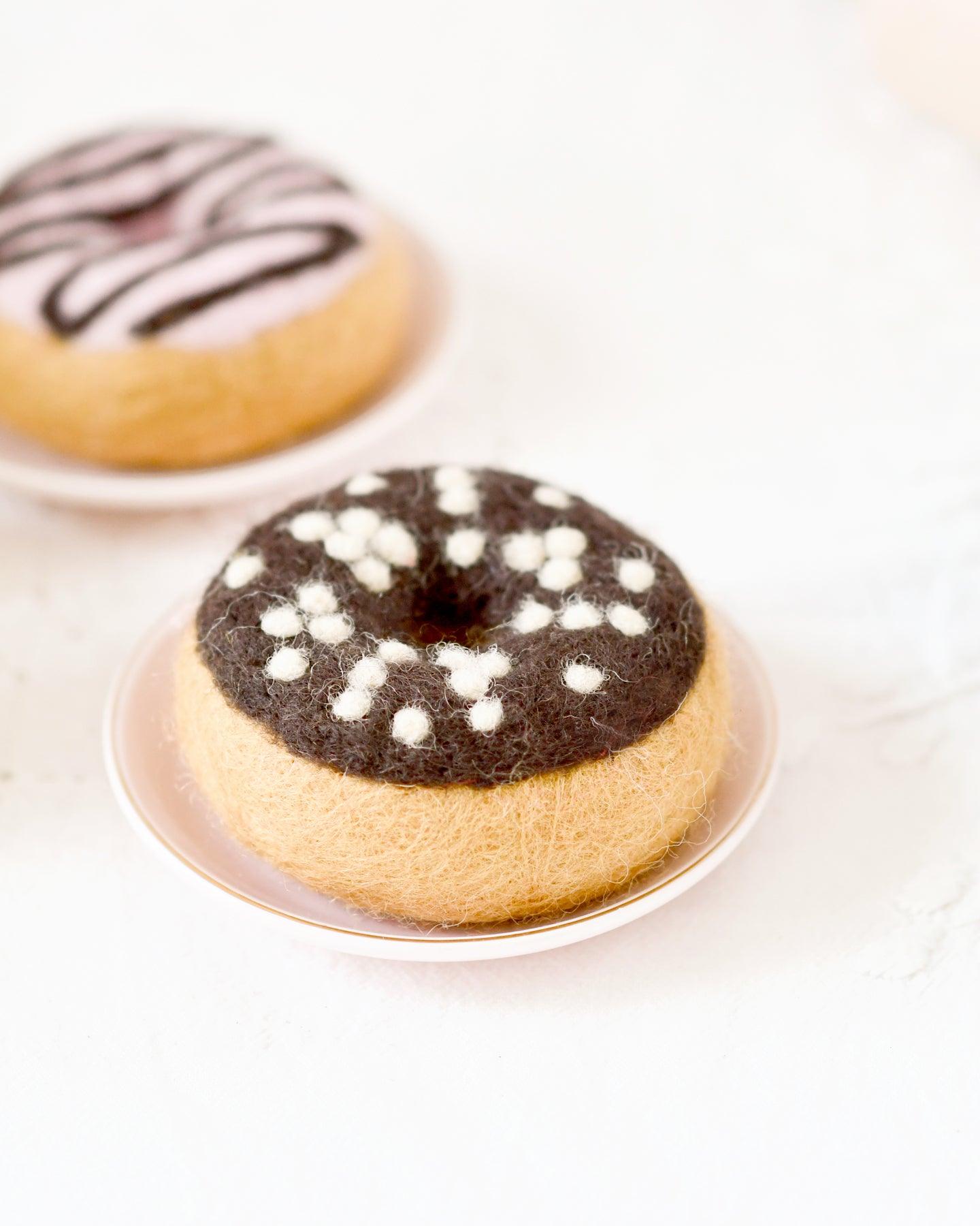 Felt Doughnut (Donut) with Chocolate Frosting and Nuts - Tara Treasures
