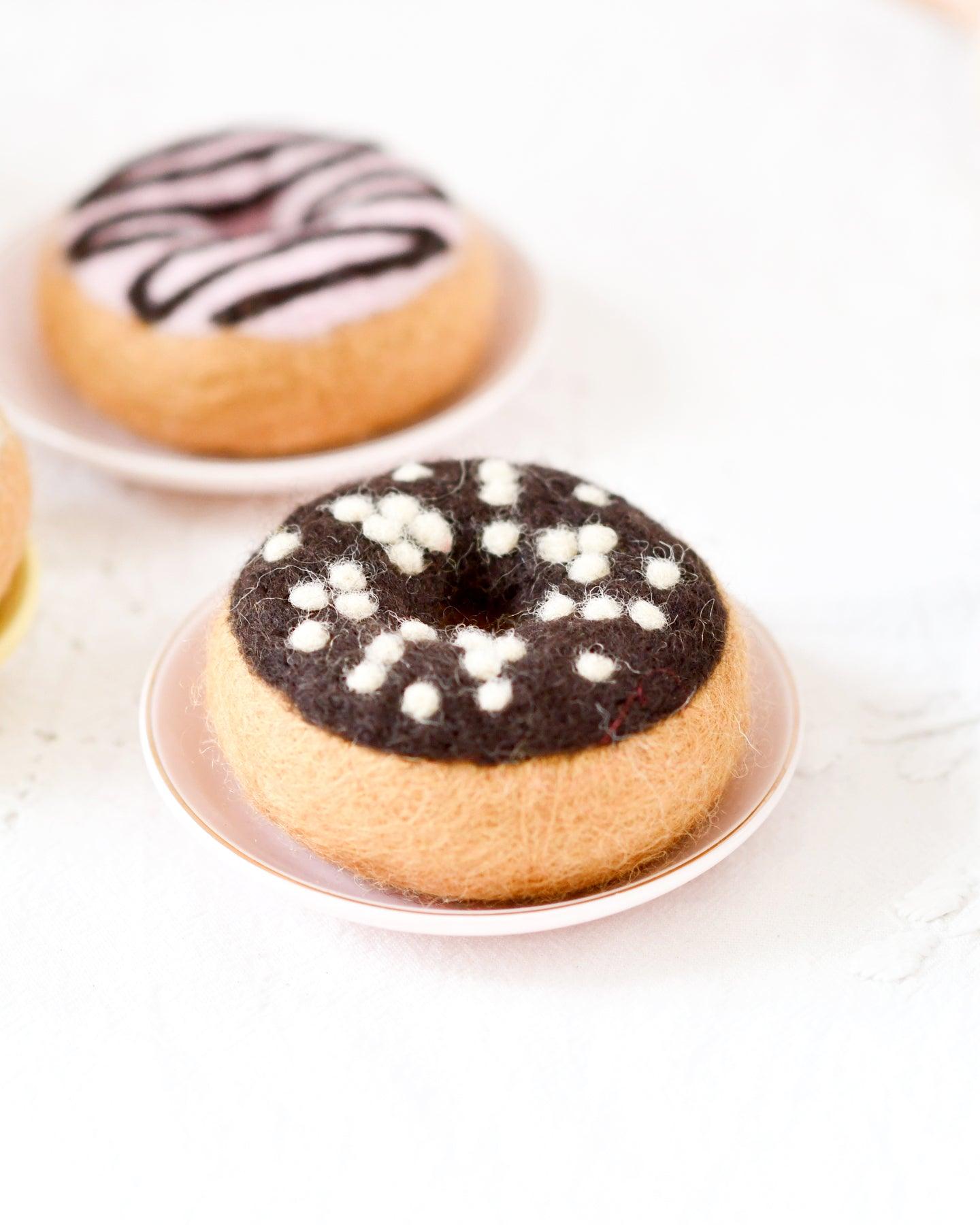 Felt Doughnut (Donut) with Chocolate Frosting and Nuts - Tara Treasures
