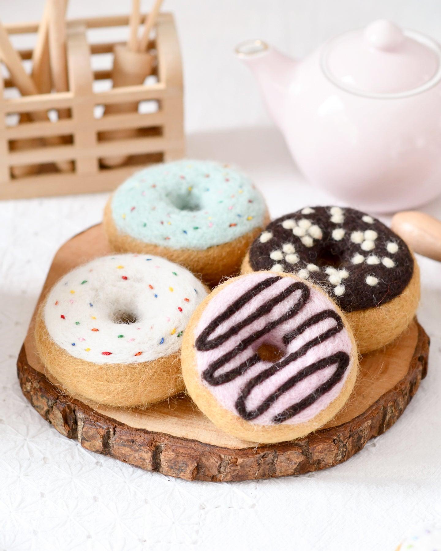 Felt Doughnut (Donut) with Classic Glaze and Rainbow Sprinkles - Tara Treasures