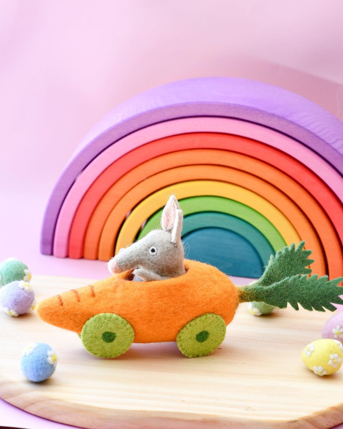 Felt Bilby with Carrot Car Toy - Tara Treasures