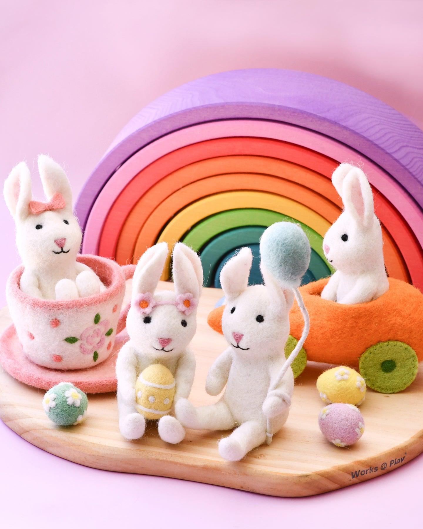 Felt Rabbit with Balloon Toy - Tara Treasures
