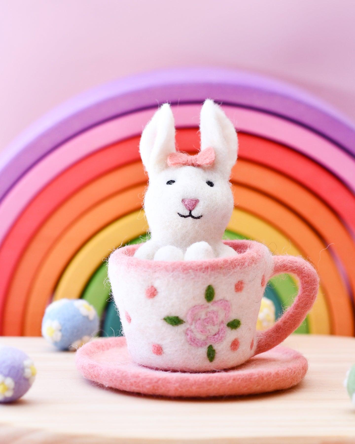 Felt Rabbit in Tea Cup Toy - Tara Treasures