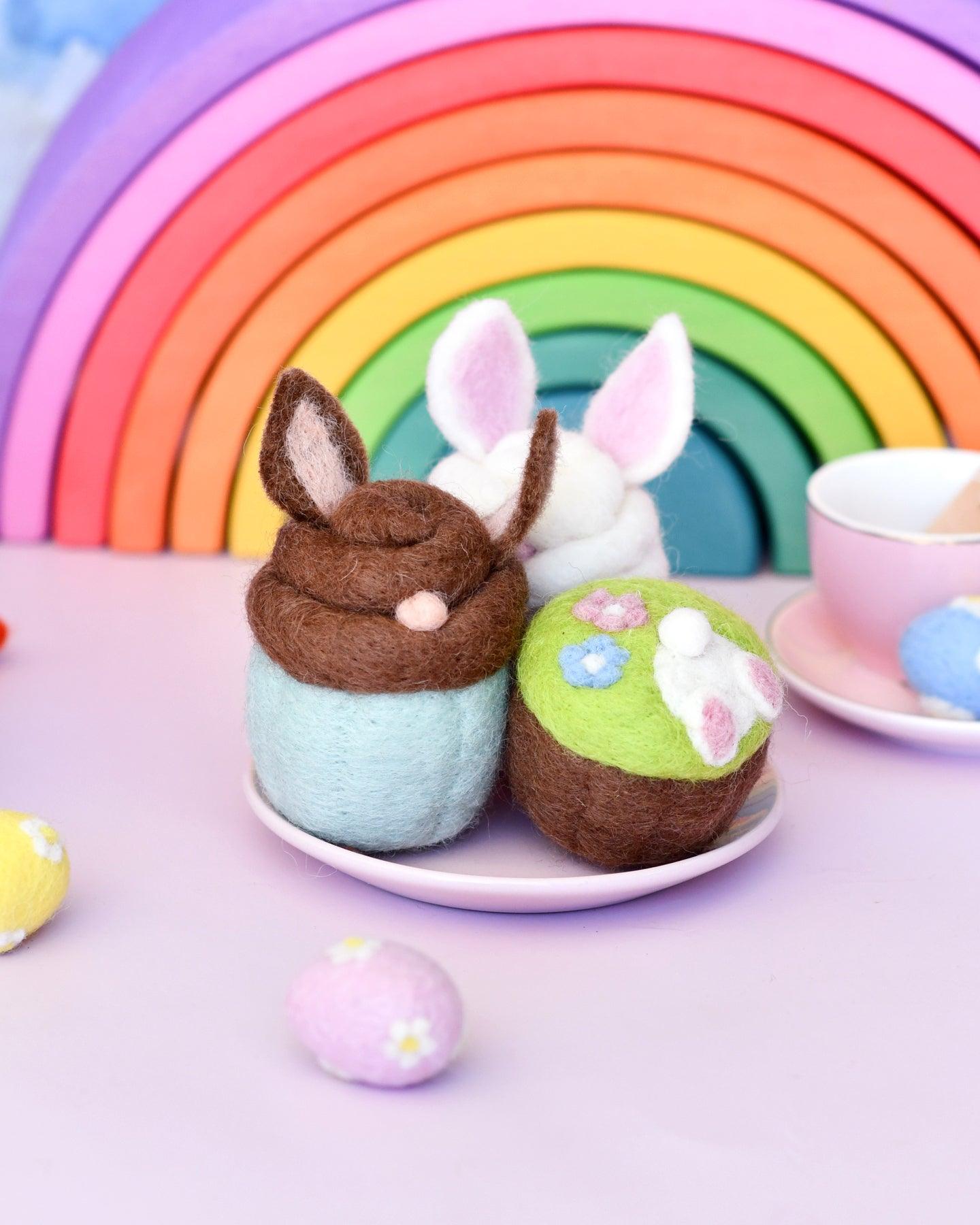 Felt Easter Bunny Cupcakes - Set of 3 - Tara Treasures