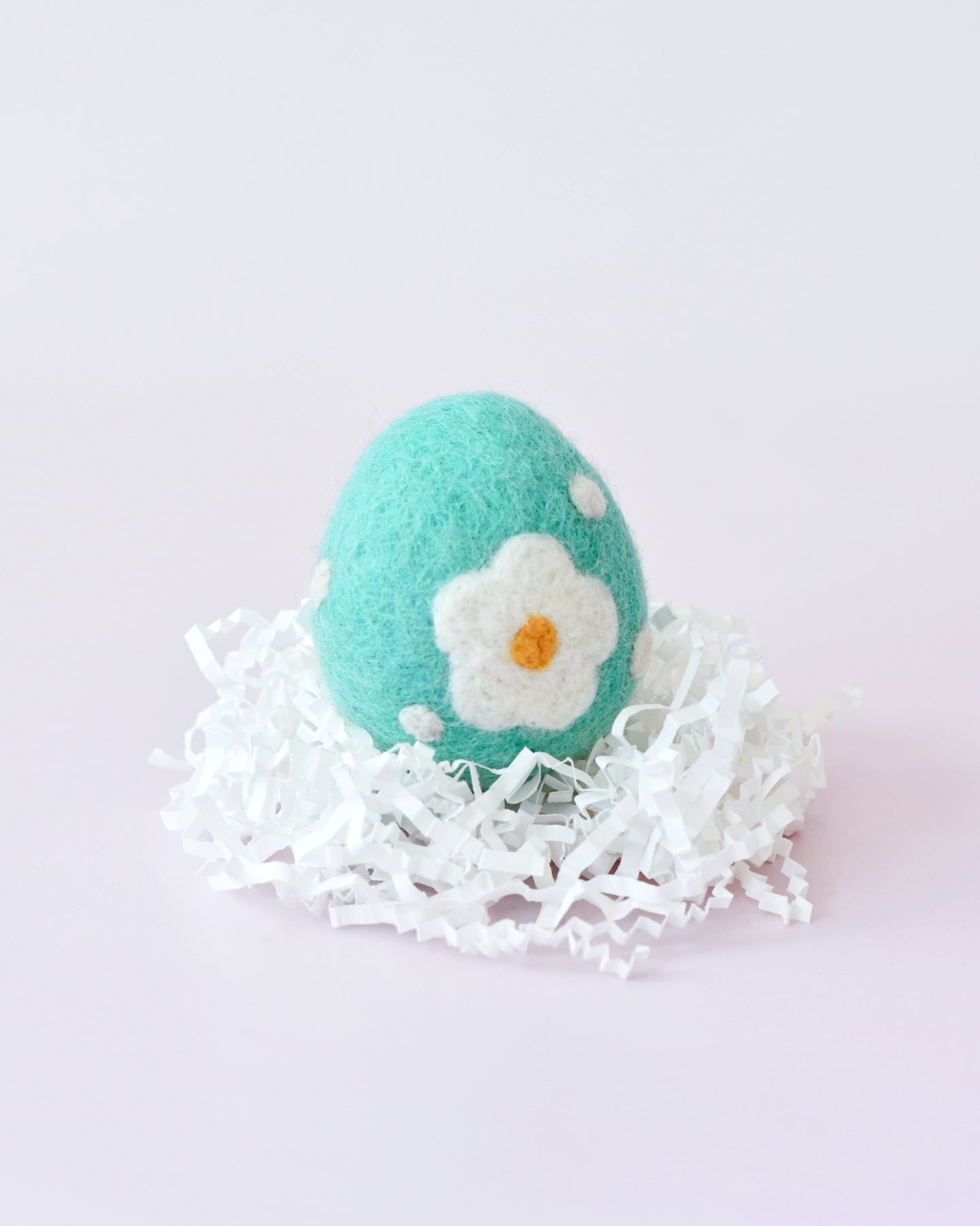 Felt Teal Floral and Dots Egg