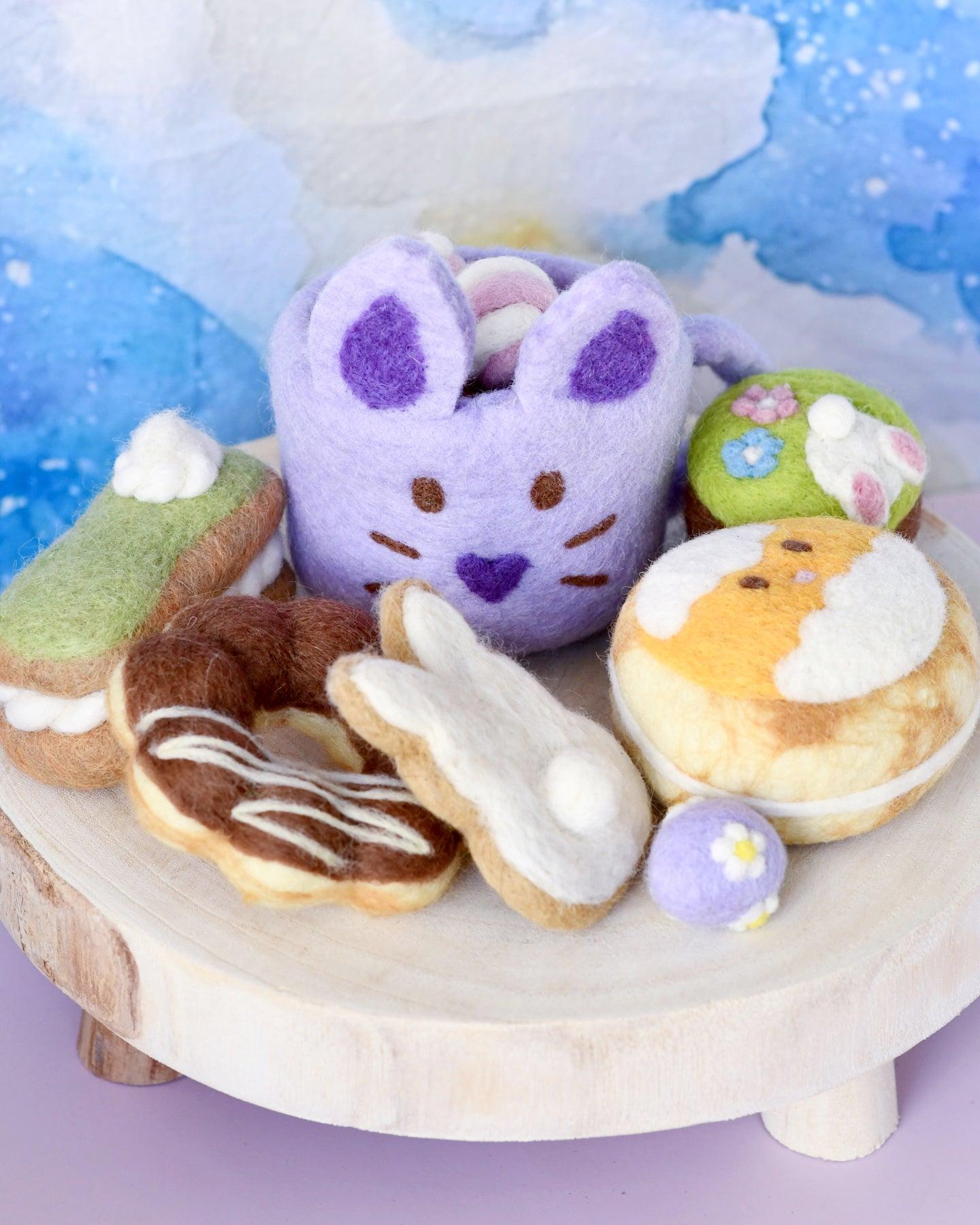 Grazing Box of Easter Felt Play Food (Lilac Purple Mug) - Tara Treasures