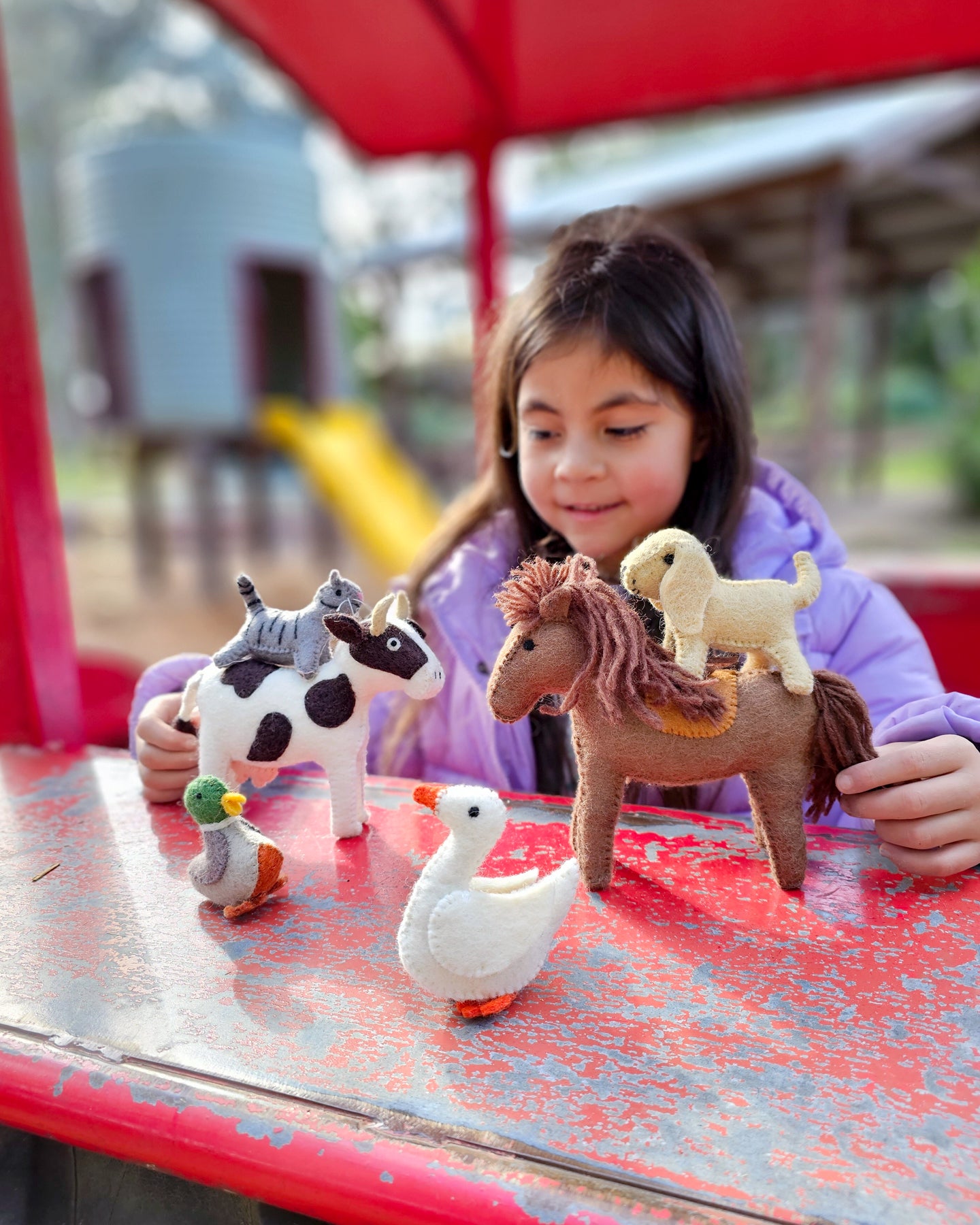 Felt Farm Animals Toys Set - Set of 10 Toys