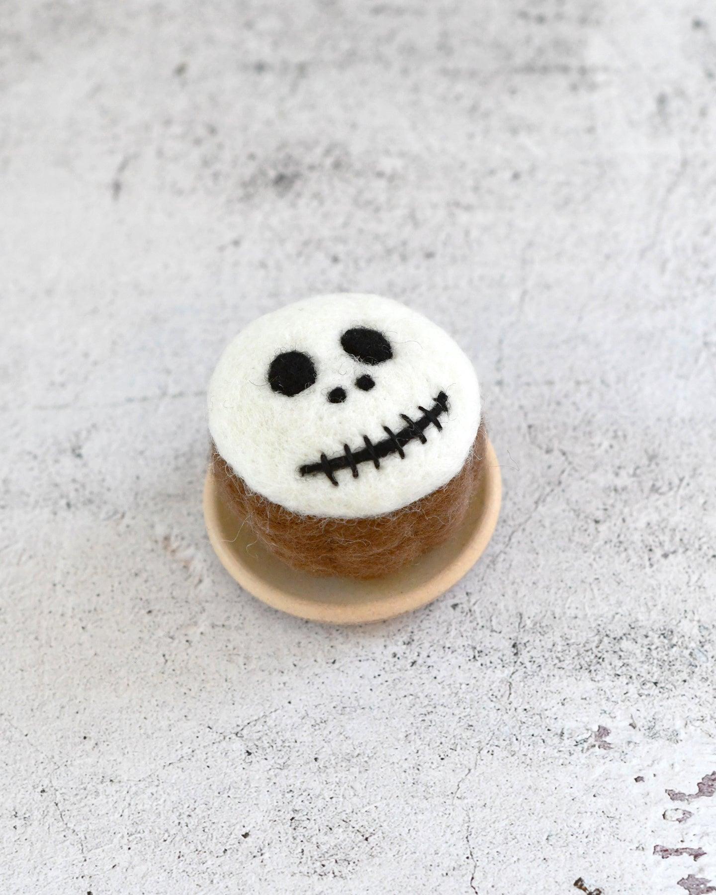 Felt Cupcake - White Spooky Skull - Tara Treasures