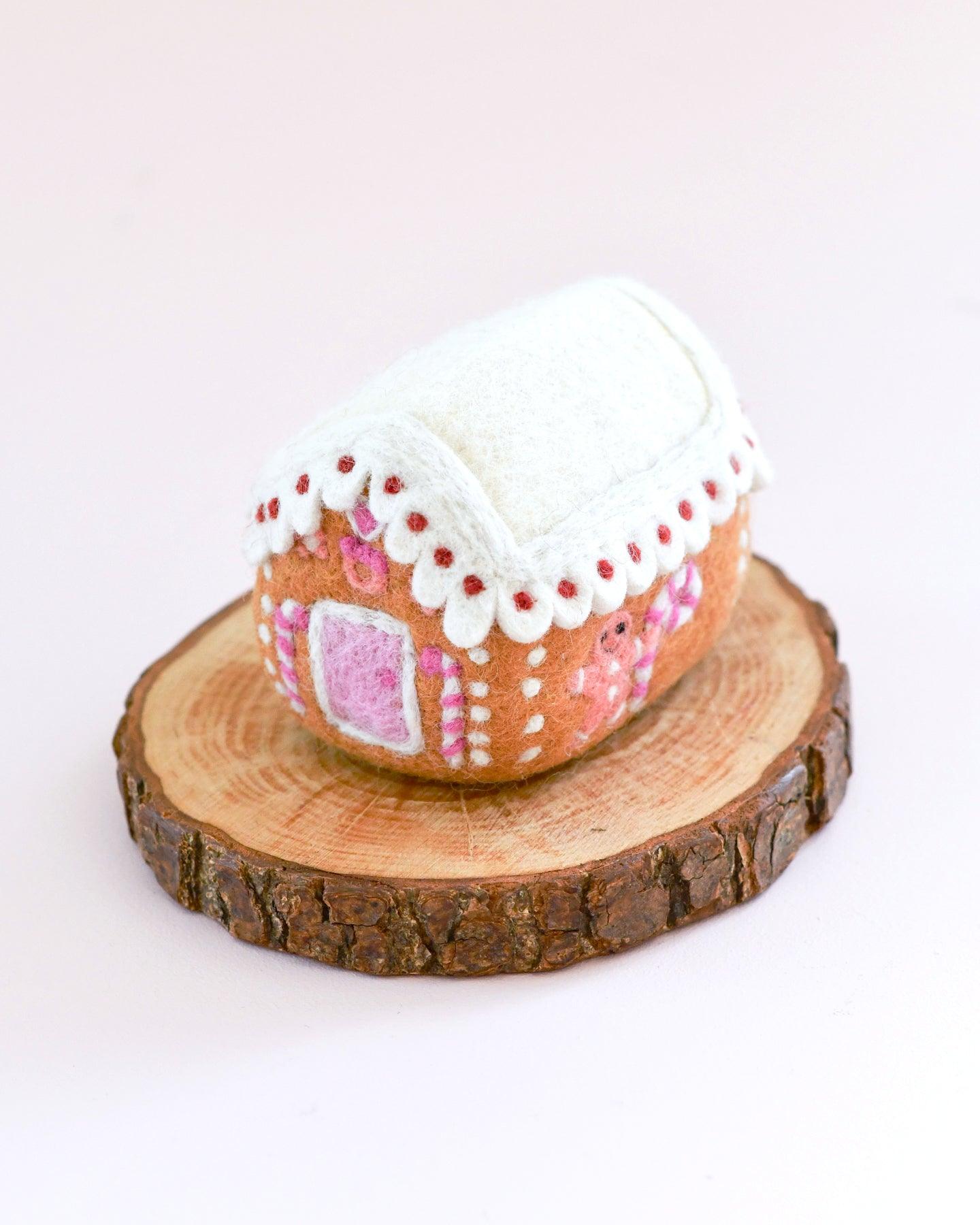 Felt Pink Gingerbread House - Tara Treasures