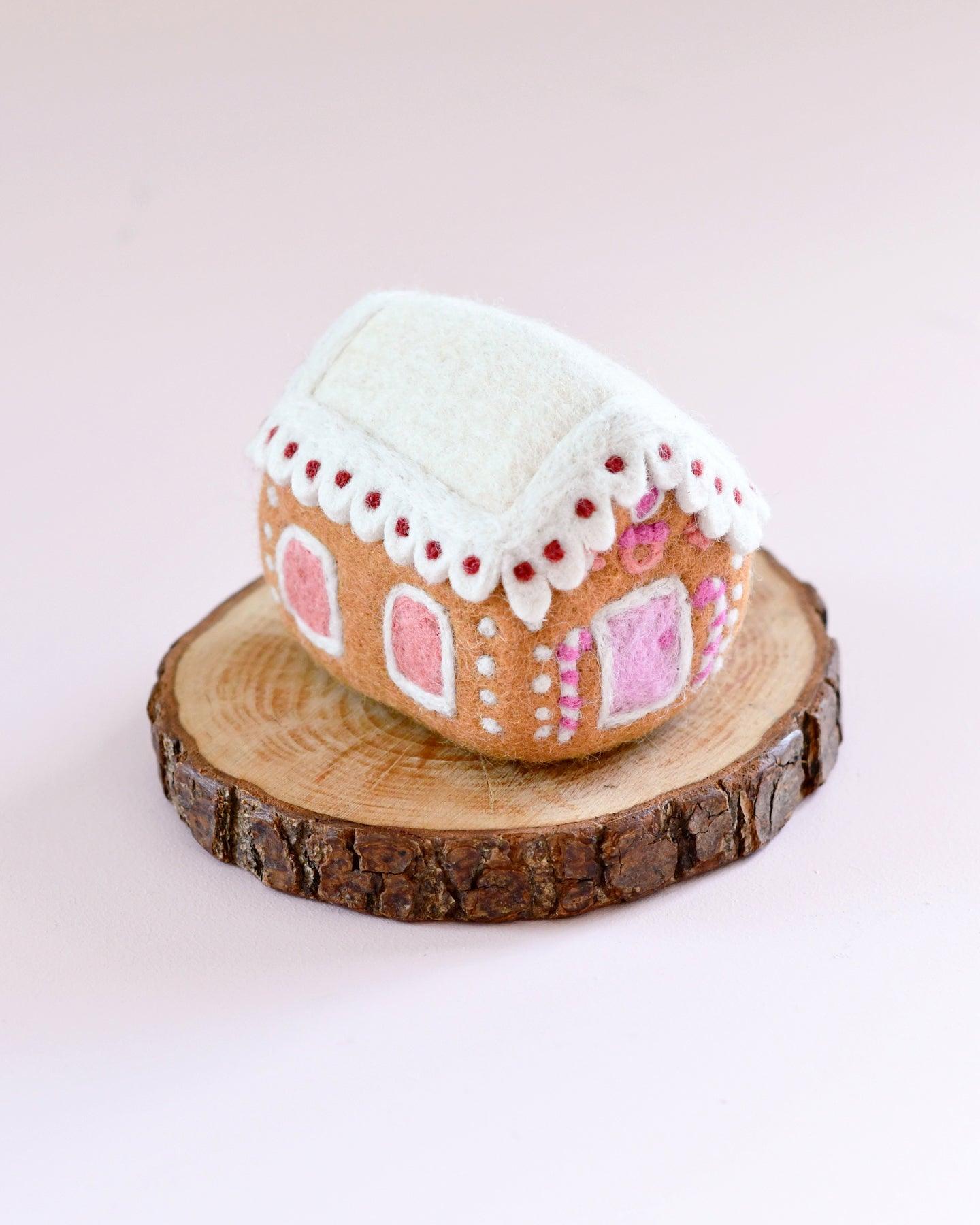 Felt Pink Gingerbread House - Tara Treasures