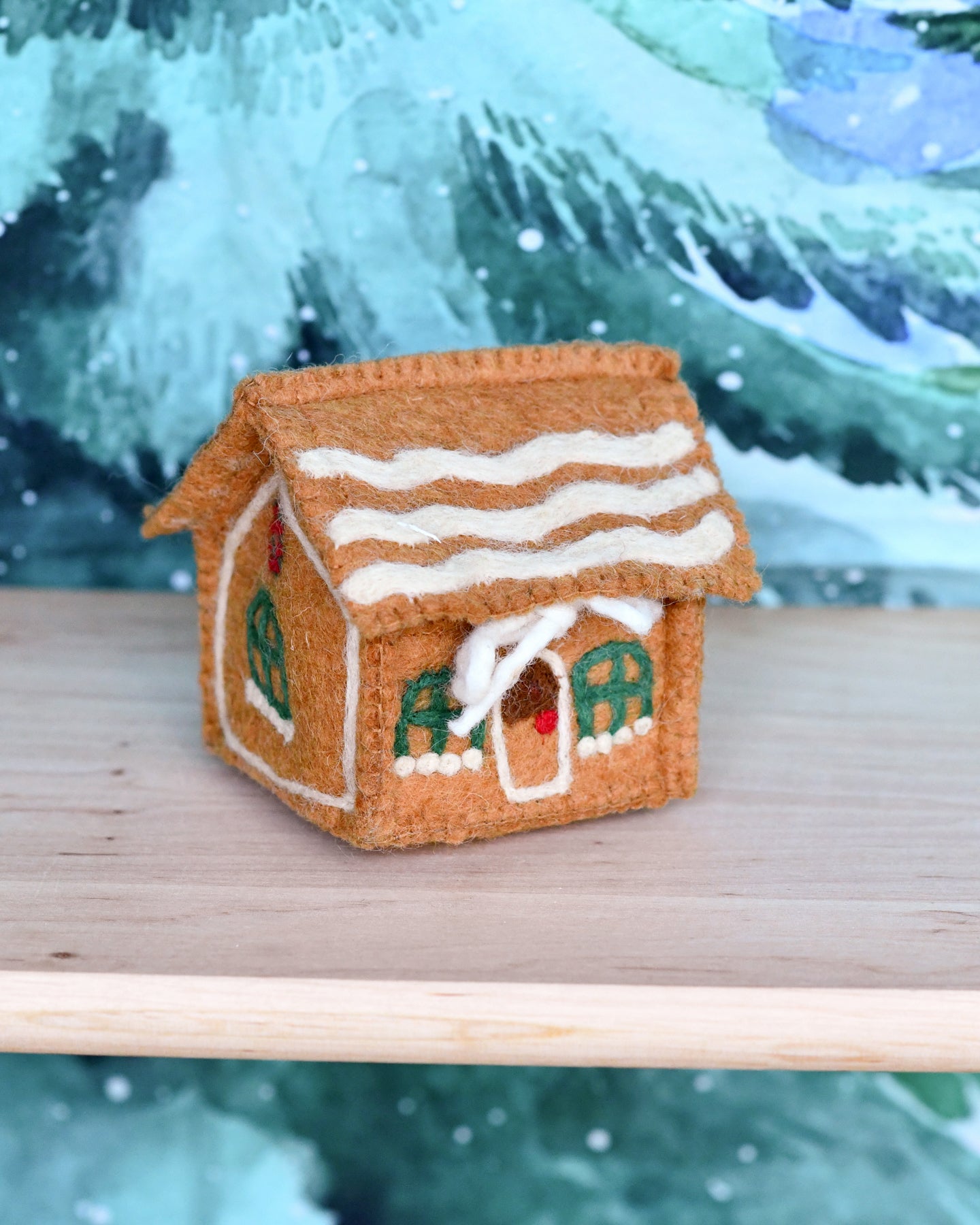 Felt Gingerbread House - Green Windows