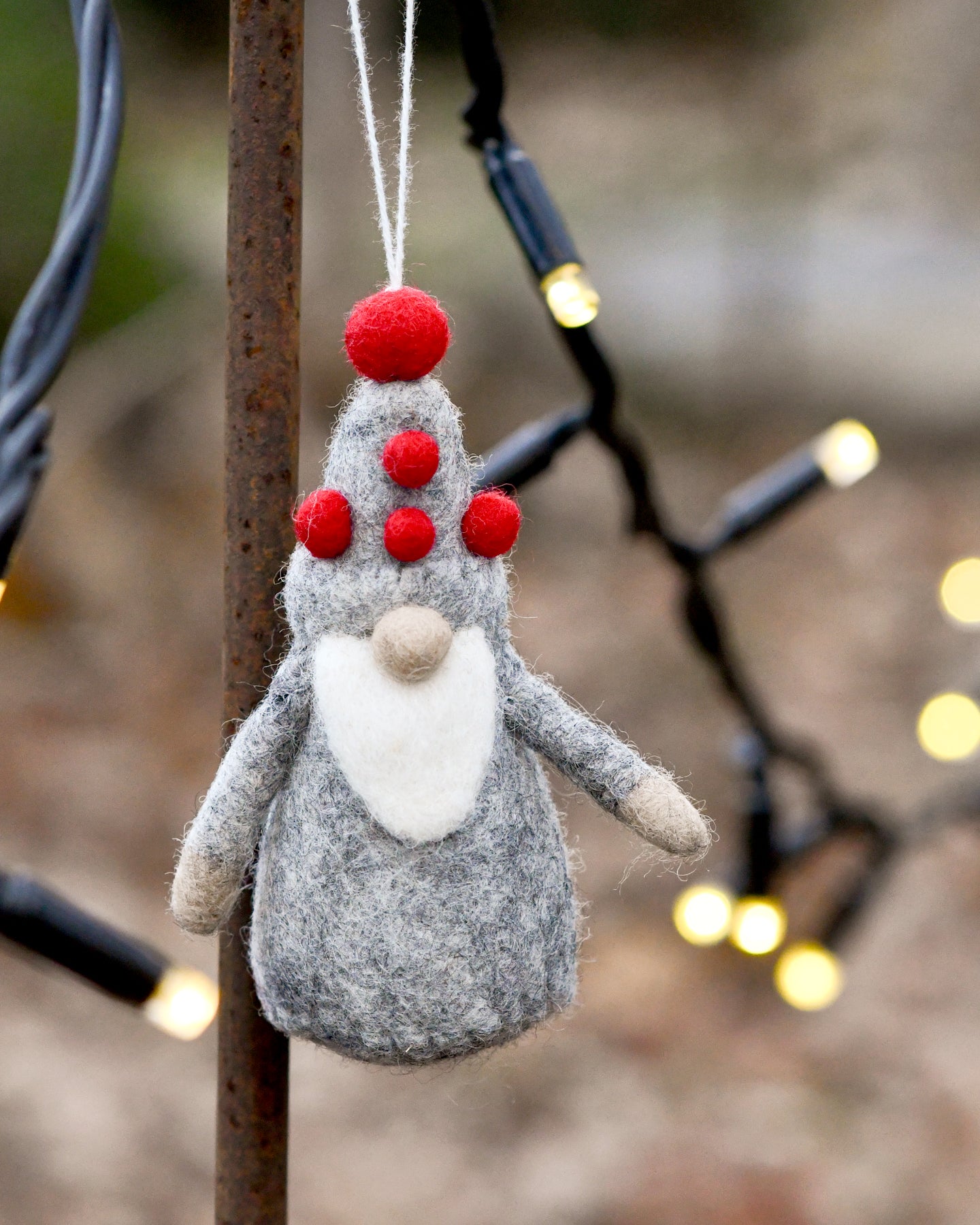 Felt Grey Gnome Ornament