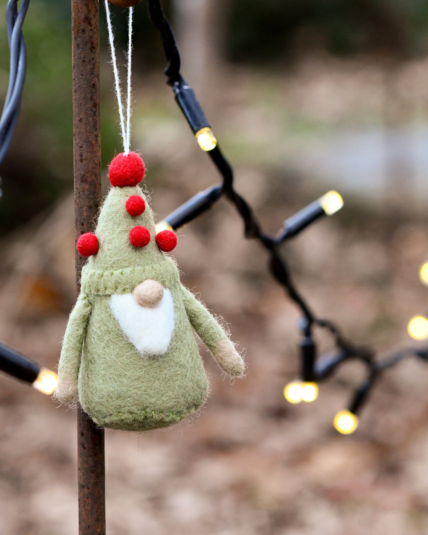 Felt Green Gnome Ornament