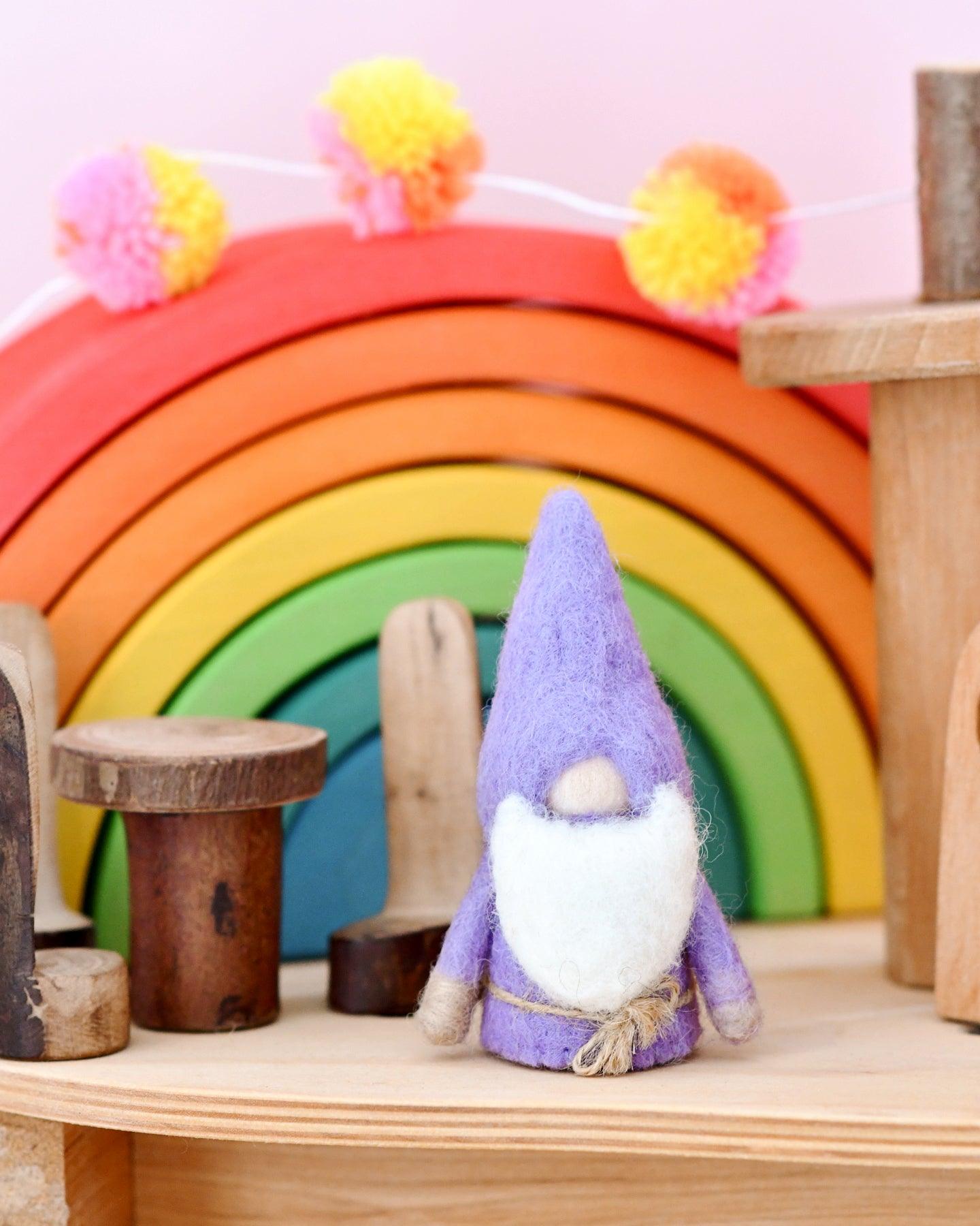 Pastel Purple Felt Gnome Peg Doll - Tara Treasures