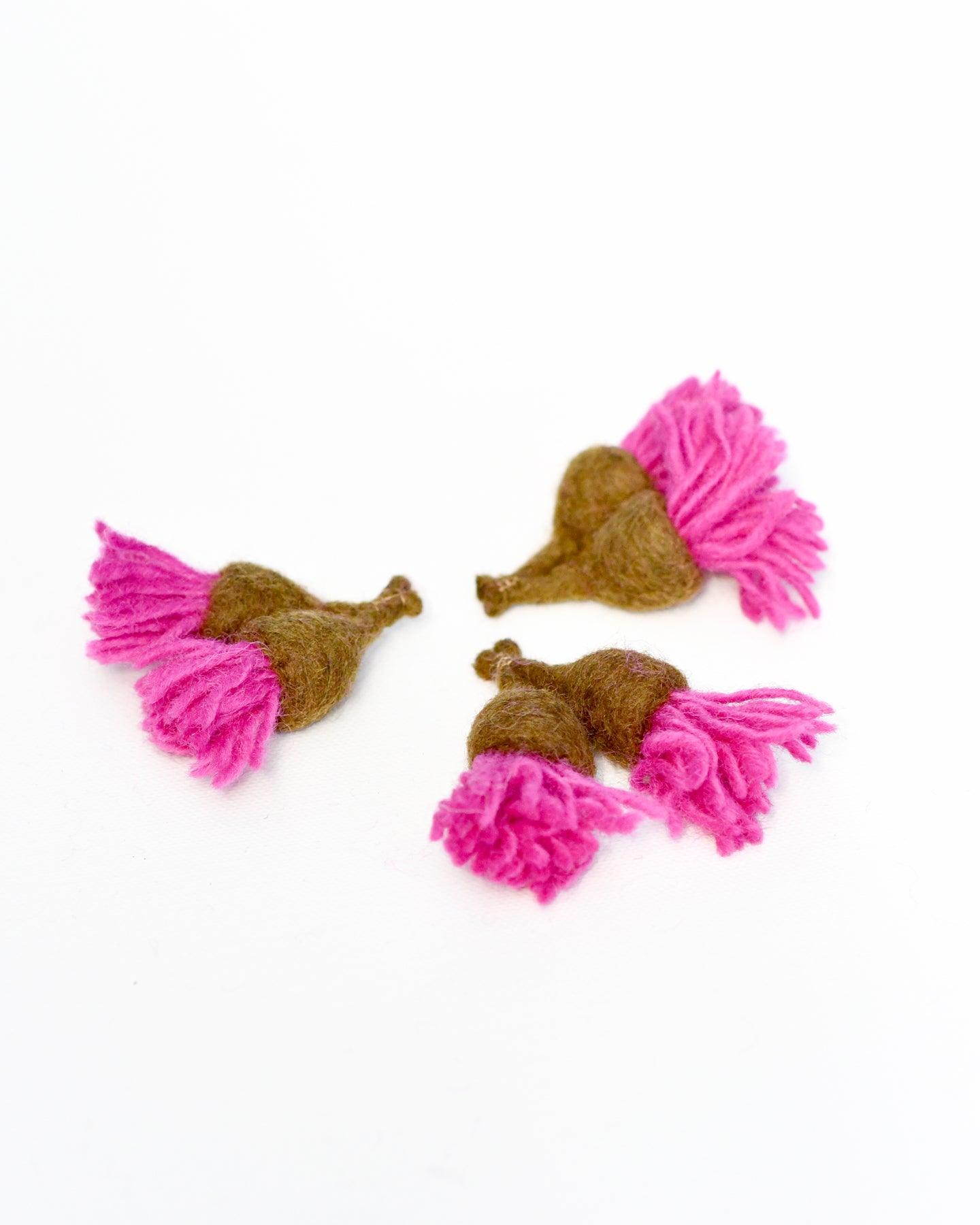 Felt Gum Blossoms - 3 Flowers - Tara Treasures