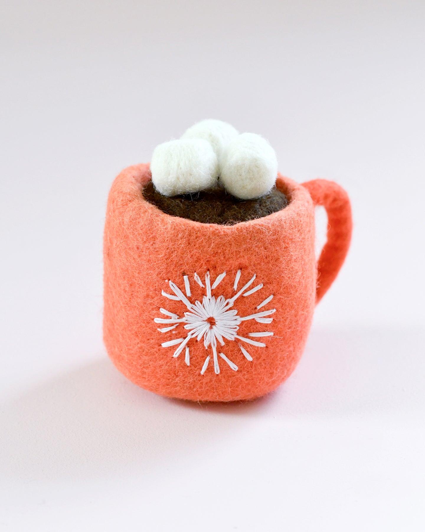 Felt Hot Chocolate Cacao with Marshmallows (Red Cup) - Tara Treasures