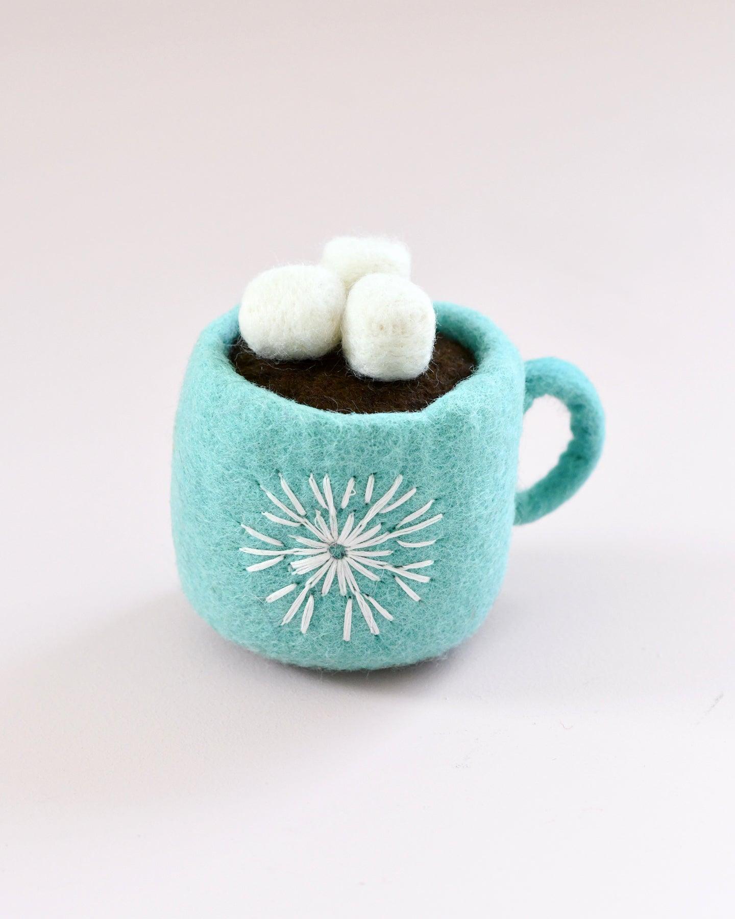 Felt Hot Chocolate Cacao with Marshmallows (Blue Cup)