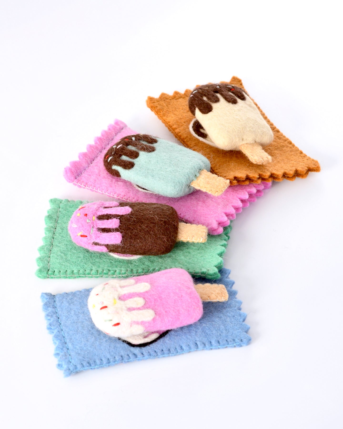 Felt Vanilla Ice Cream Popsicle Toy with Wrapper