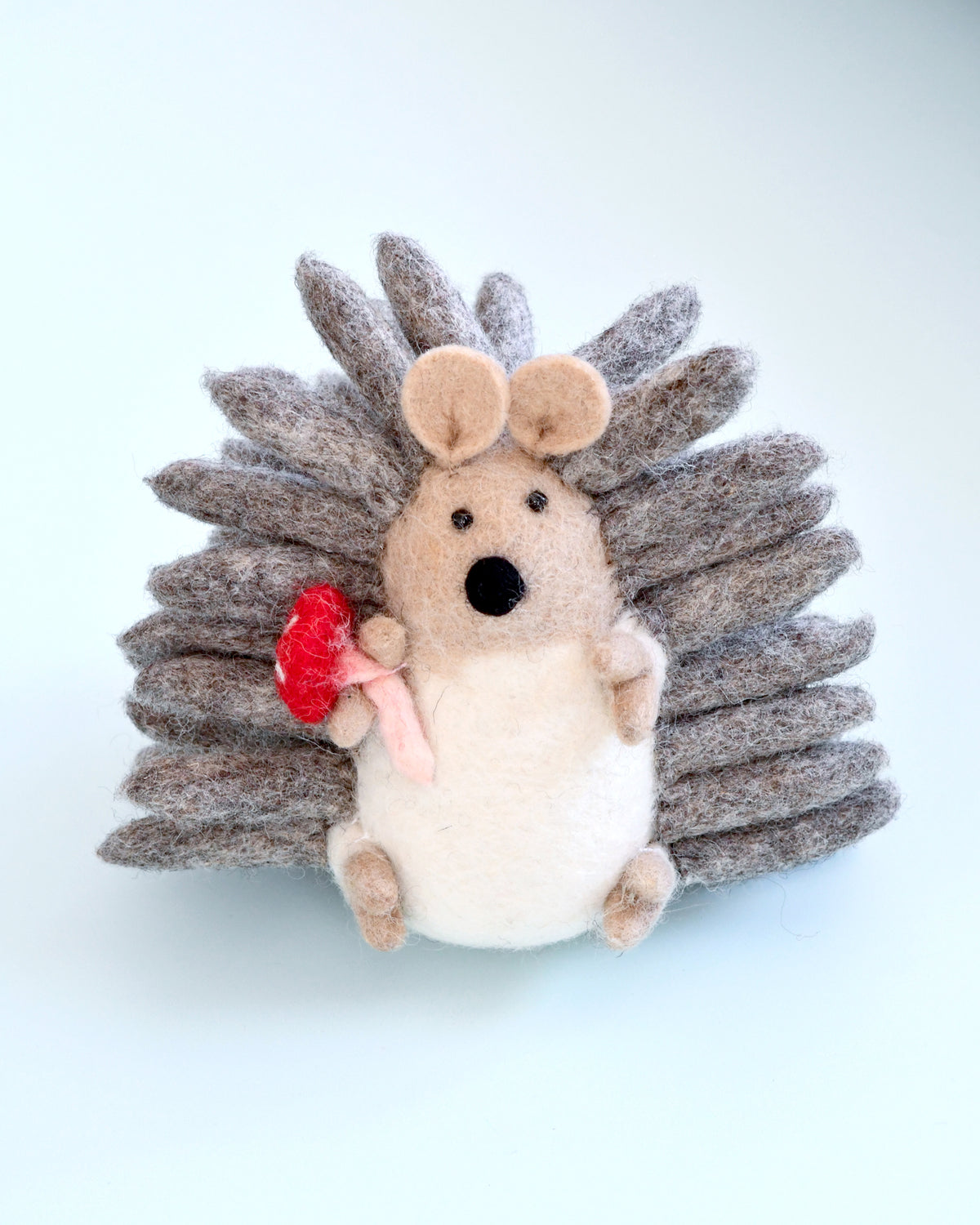 Felt Large Hedgehog with Mushroom Toy