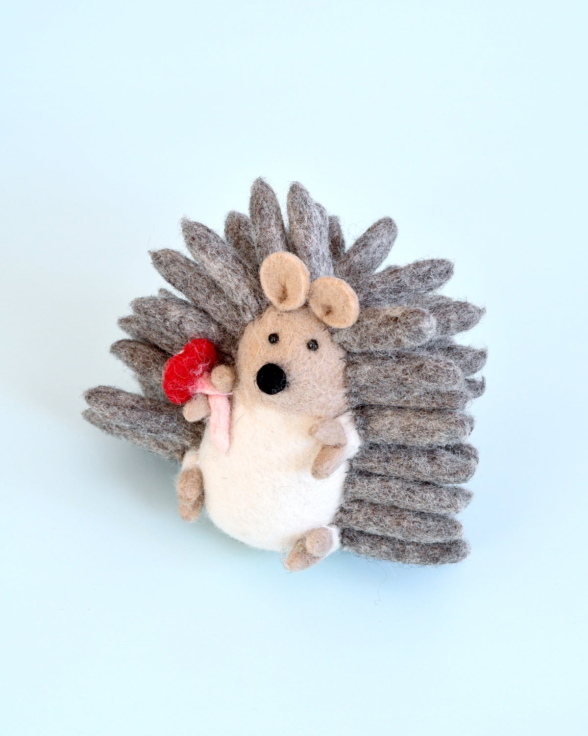 Felt Large Hedgehog with Mushroom Toy