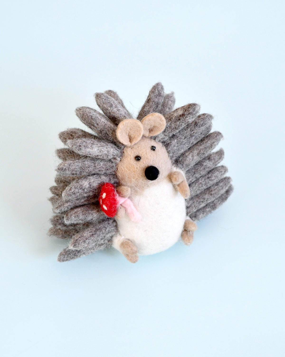 Felt Large Hedgehog with Mushroom Toy