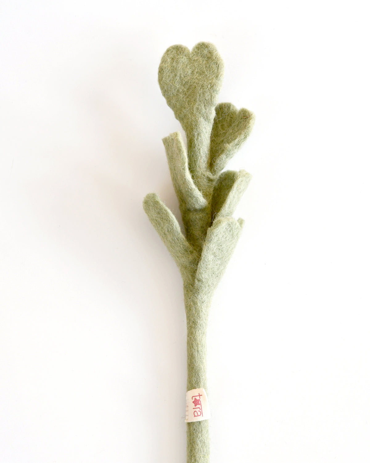 Felt Sage Green Heart Leaf Stem