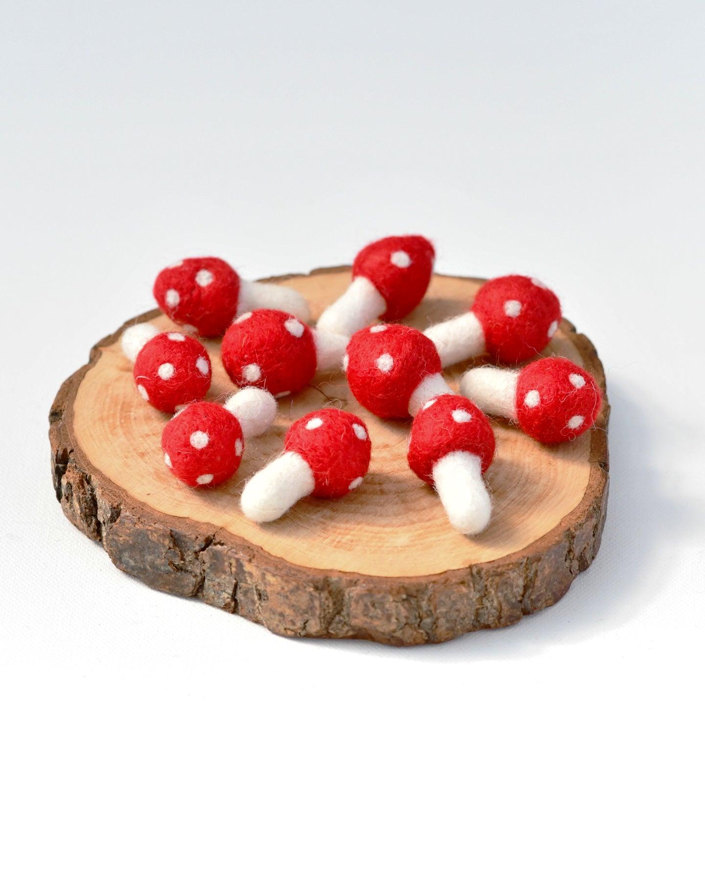 Felt Red Mushrooms - Tara Treasures