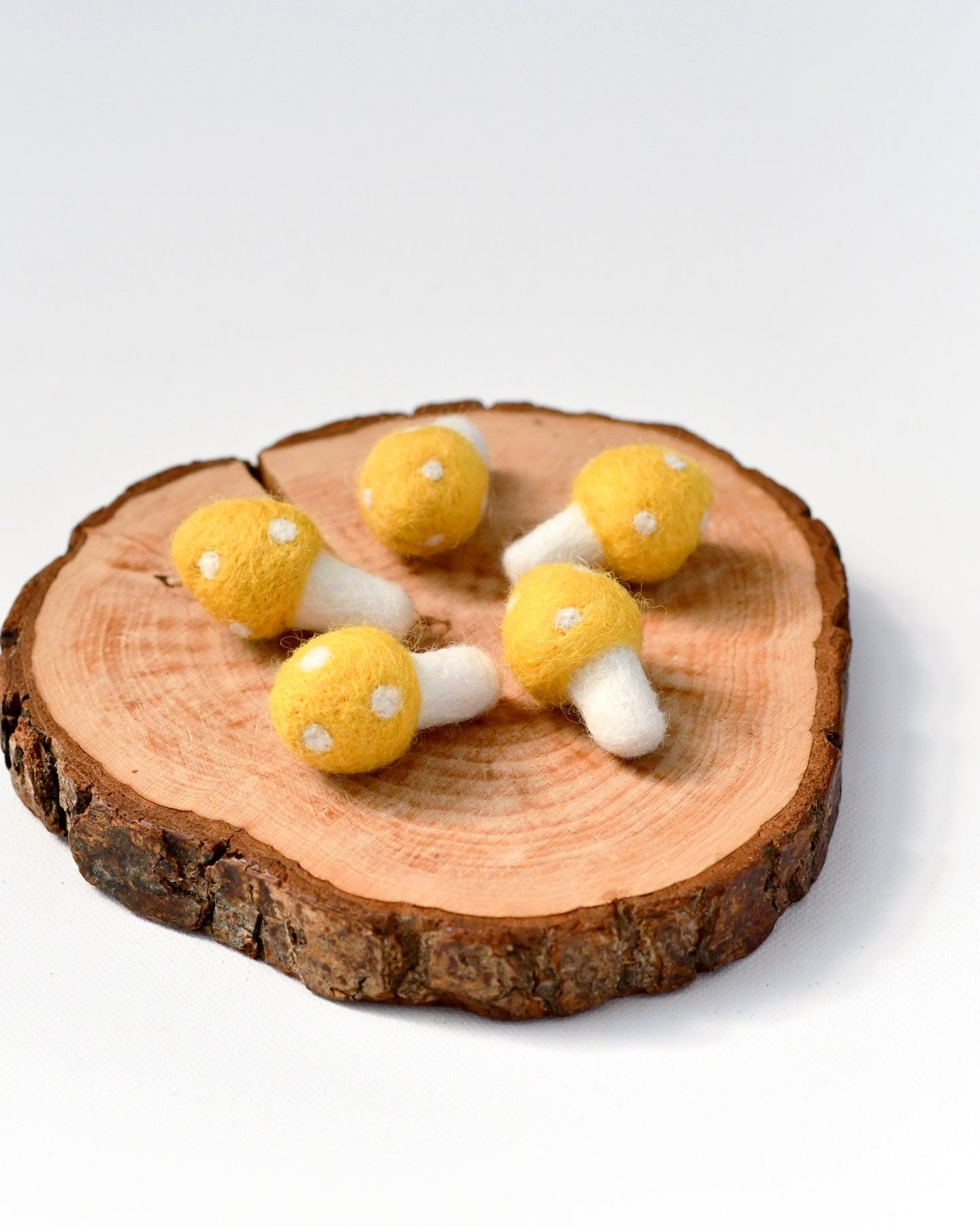 Felt Yellow Mushrooms - Tara Treasures