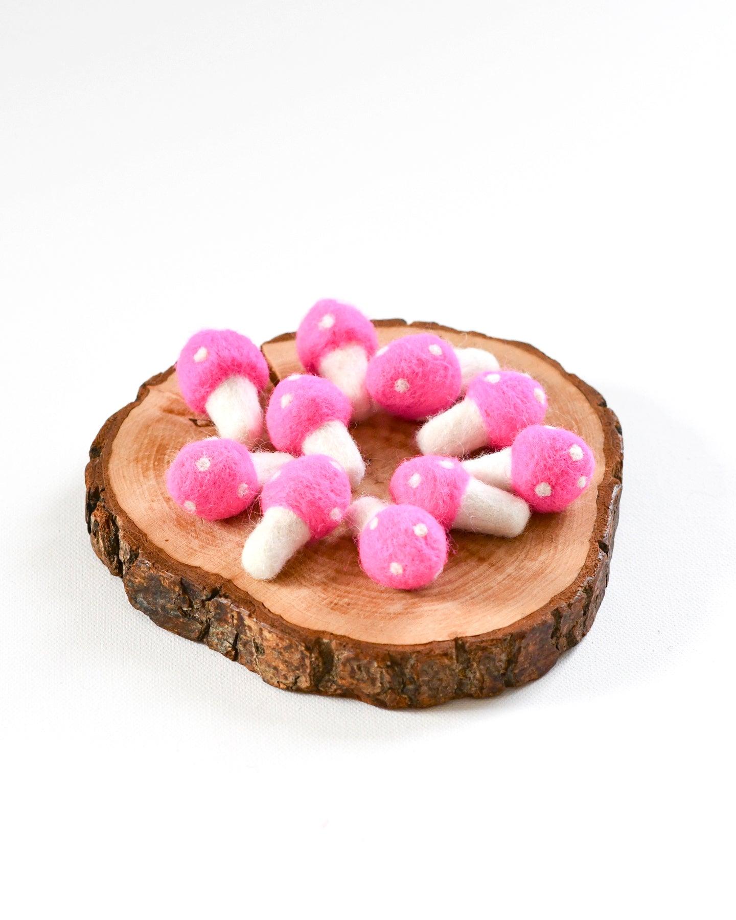 Felt Pink Mushrooms - Tara Treasures
