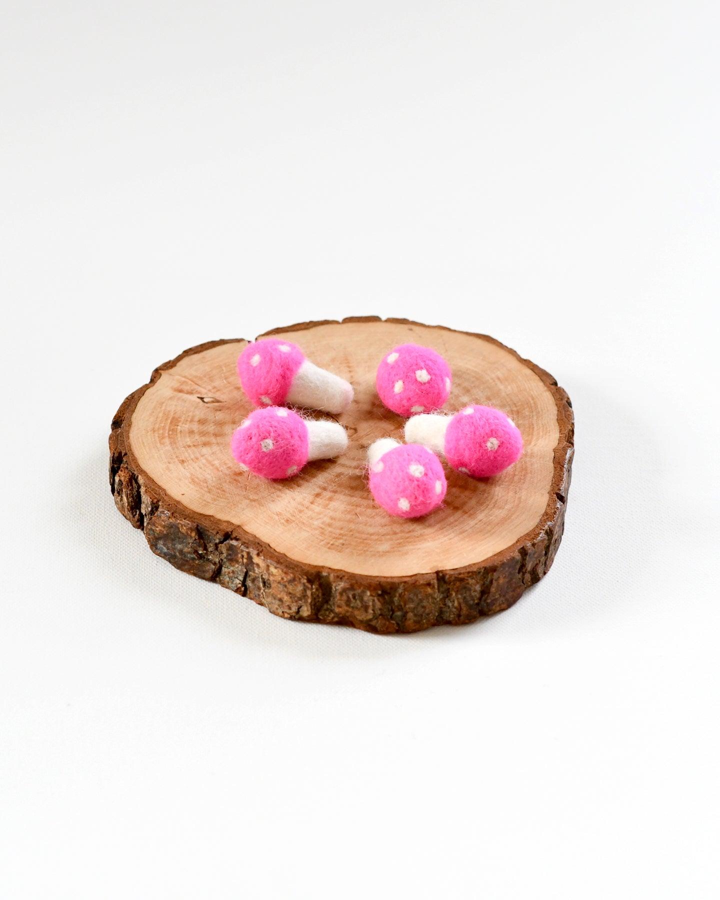 Felt Pink Mushrooms - Tara Treasures