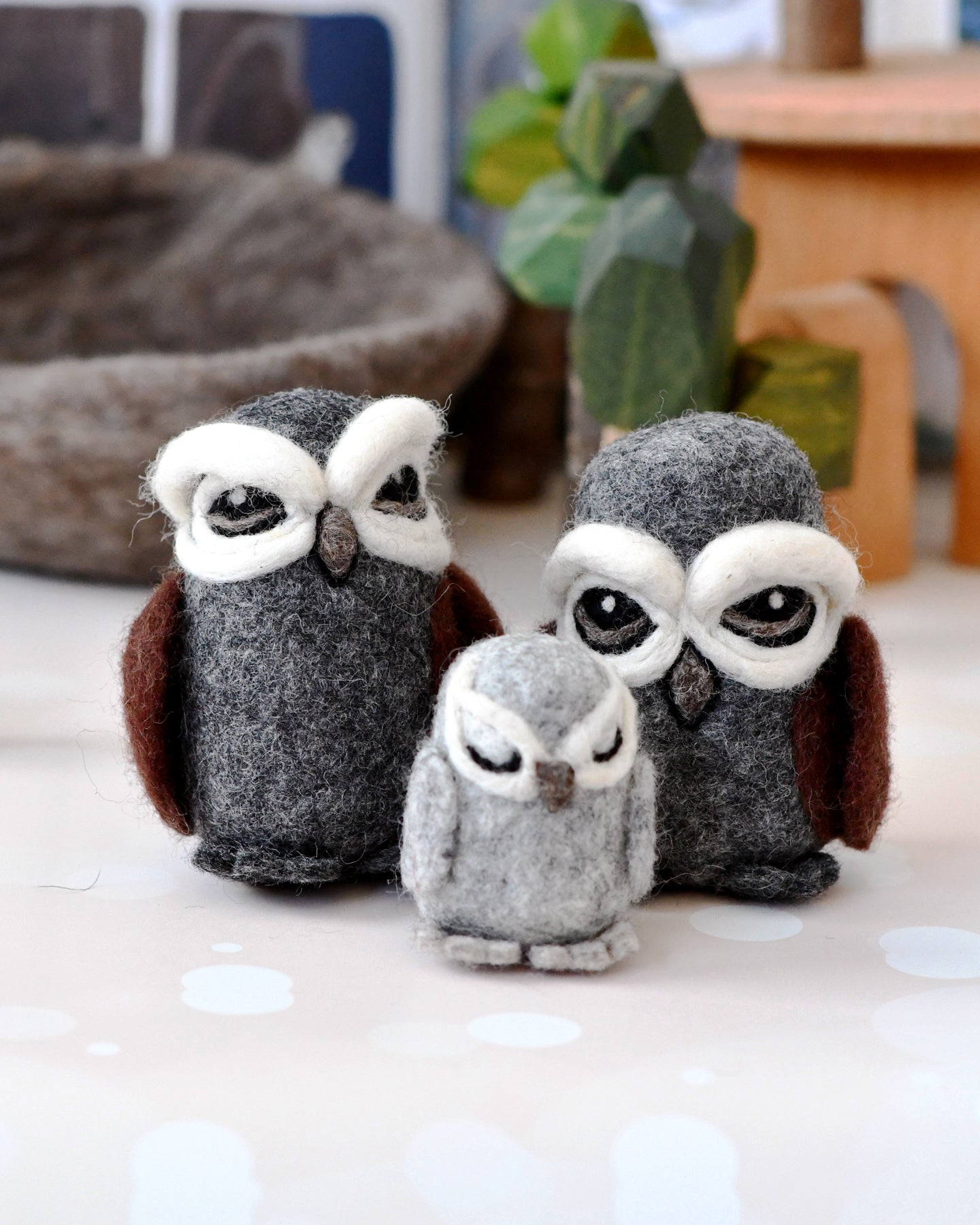 Felt Owl Family (Set of 3) | Tara Тreasures