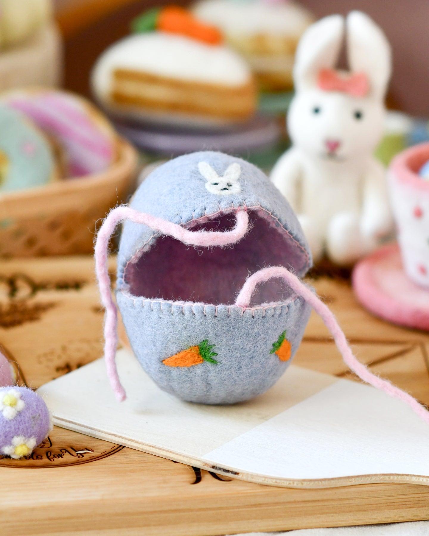 Felt Egg Cover - Purple with Bunny Motif - Tara Treasures