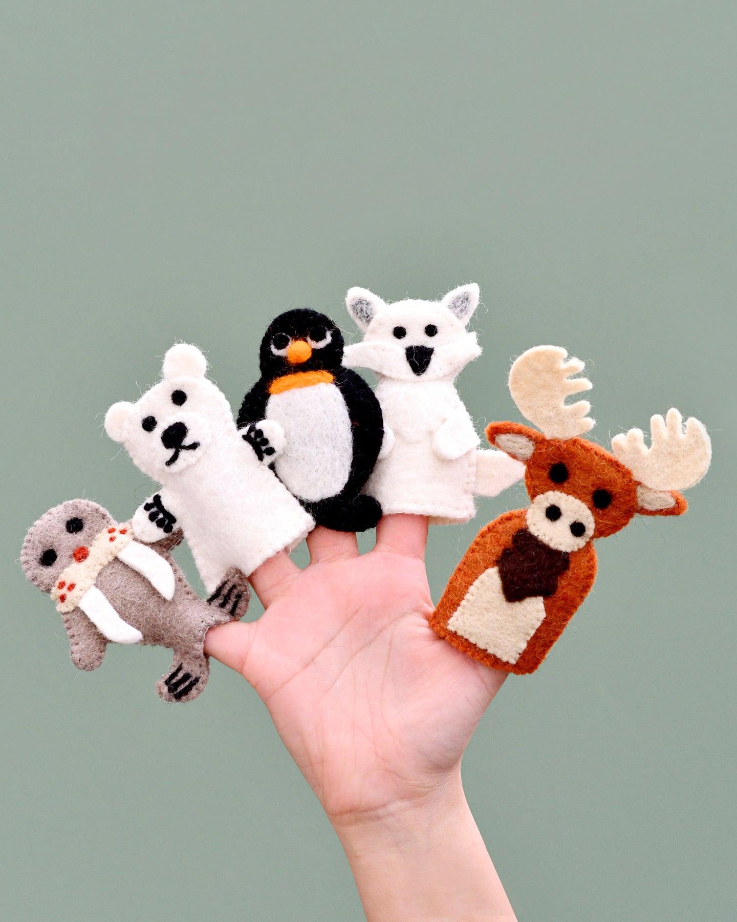 Polar Animals (Arctic and Antartica) - Finger Puppet Set - Tara Treasures