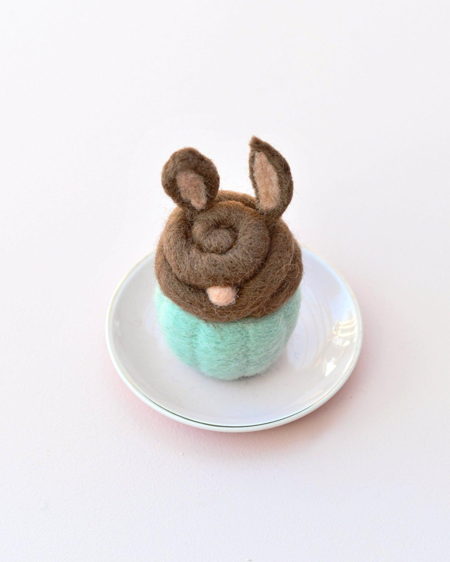 Felt Cupcake - Easter Chocolate Bunny with Ears