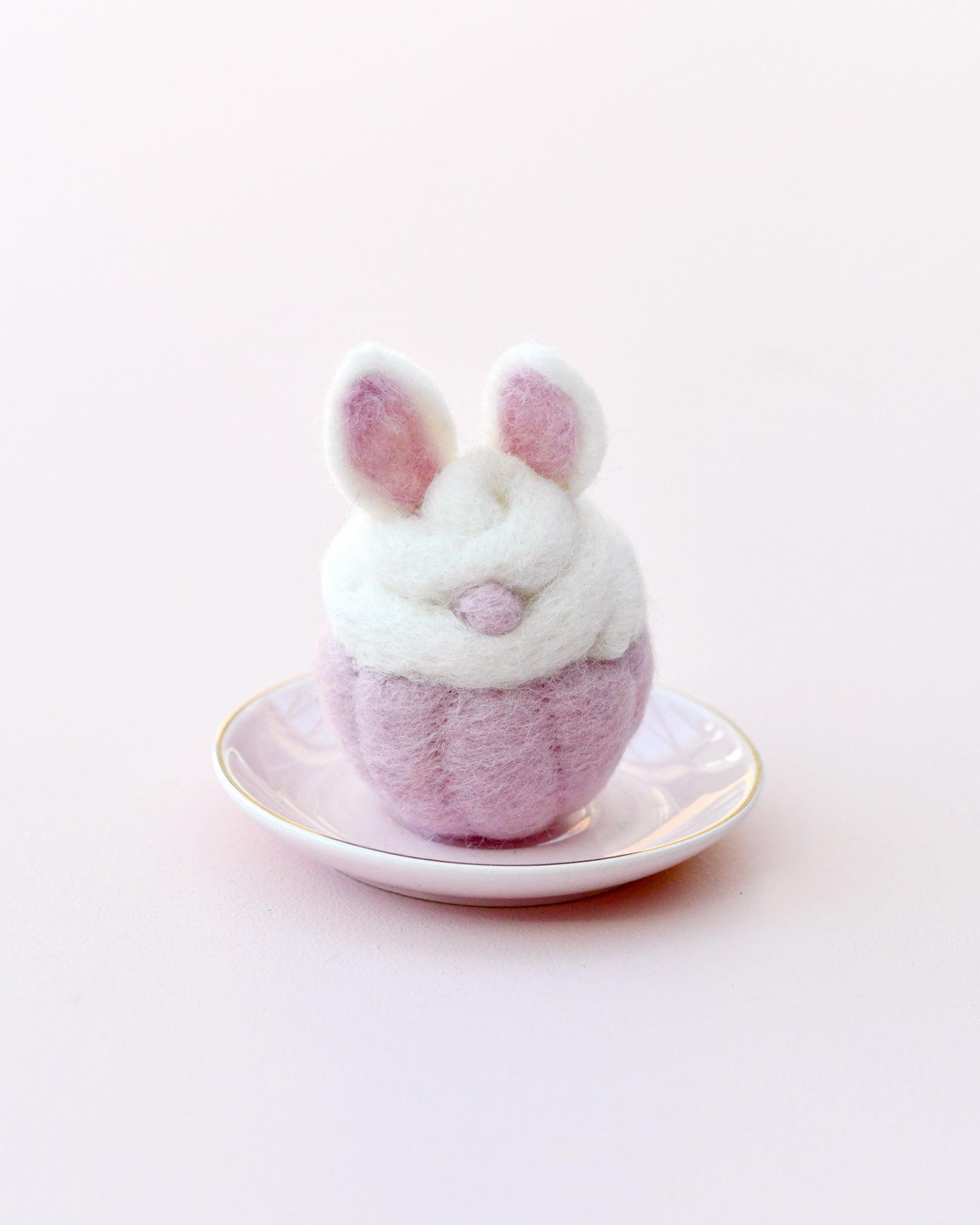 Felt Cupcake - Easter White Bunny with Ears