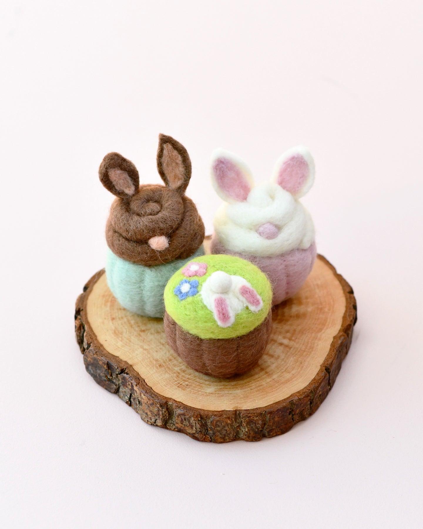 Felt Easter Bunny Cupcakes - Set of 3 - Tara Treasures