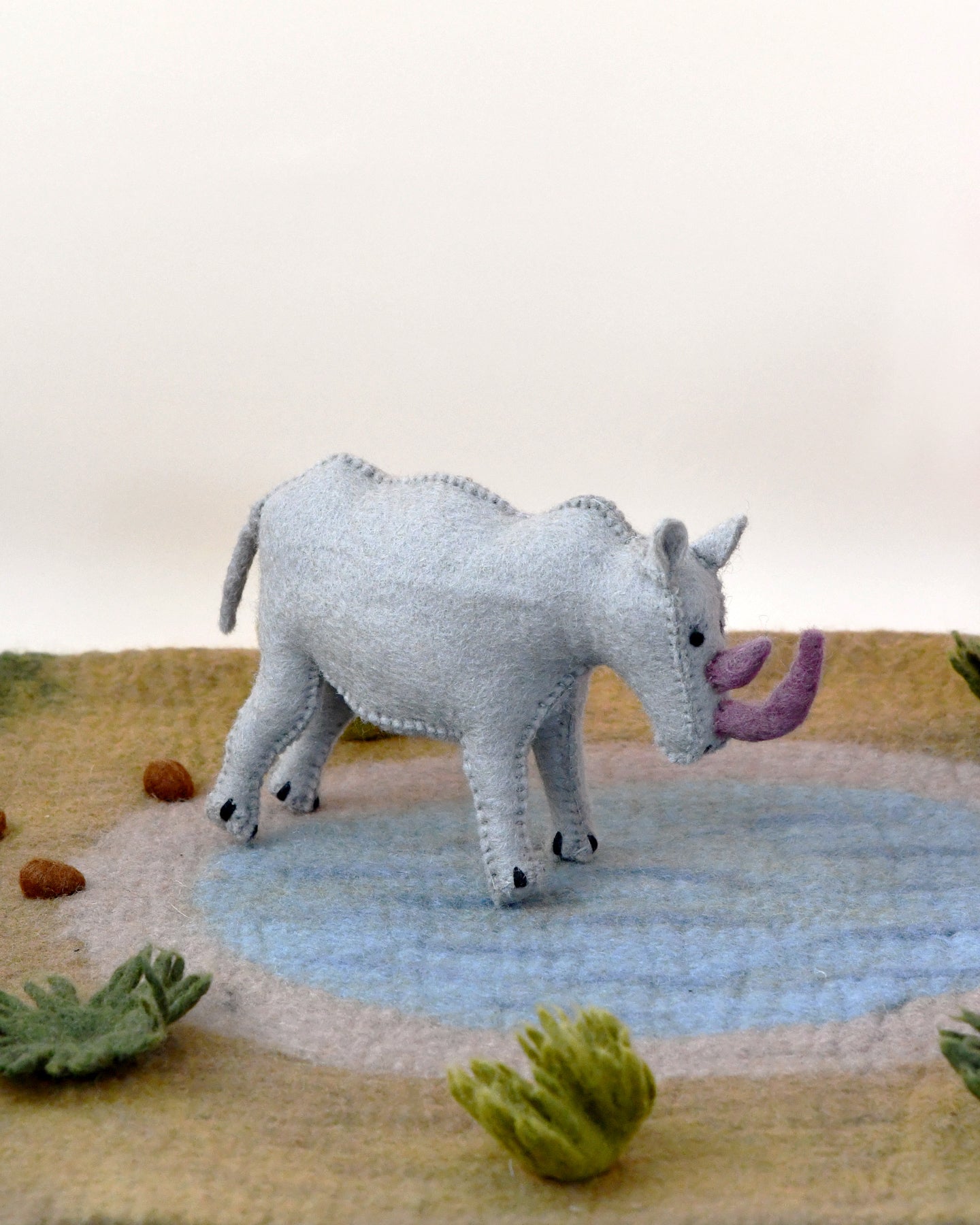 Felt Rhinoceros Soft Toy for Safari Play