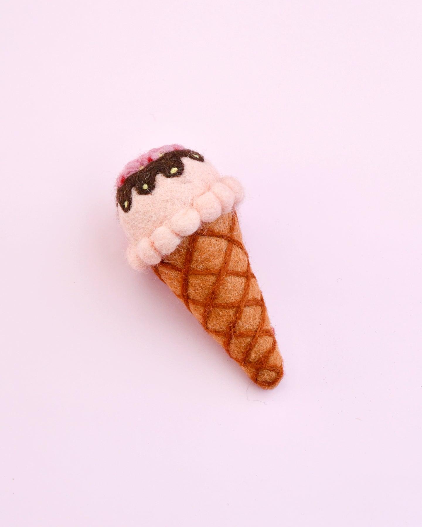 Felt Strawberry Sorbet Ice Cream - Tara Treasures