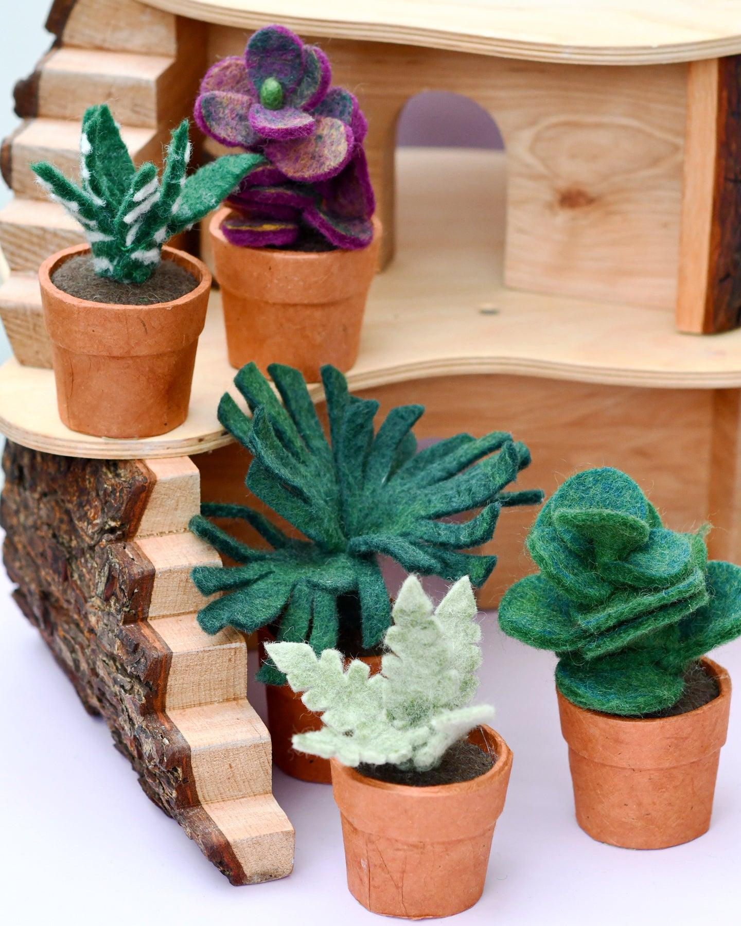 felted faux succulent plant sitters Felt Purple Jade Succulent Plant with Lokta Paper Pot | Tara Treasures