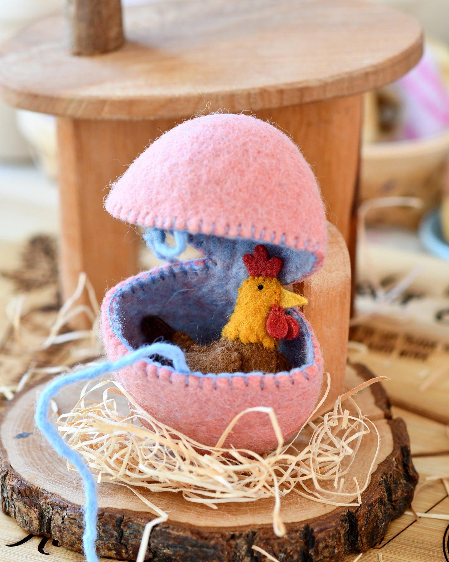 Felt Surprise Egg with Hen Inside - Tara Treasures